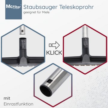 McFilter Teleskoprohr Saugrohr Rohr geeignet für Miele S381 und S711 Staubsauger, mit Anschluss Ø 35mm, Länge: ca. 61-103cm, mit Einrastsystem