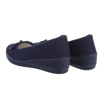 Ital-Design Damen Schlupfschuhe Freizeit Slipper Keilabsatz/Wedge Slipper in Dunkelblau