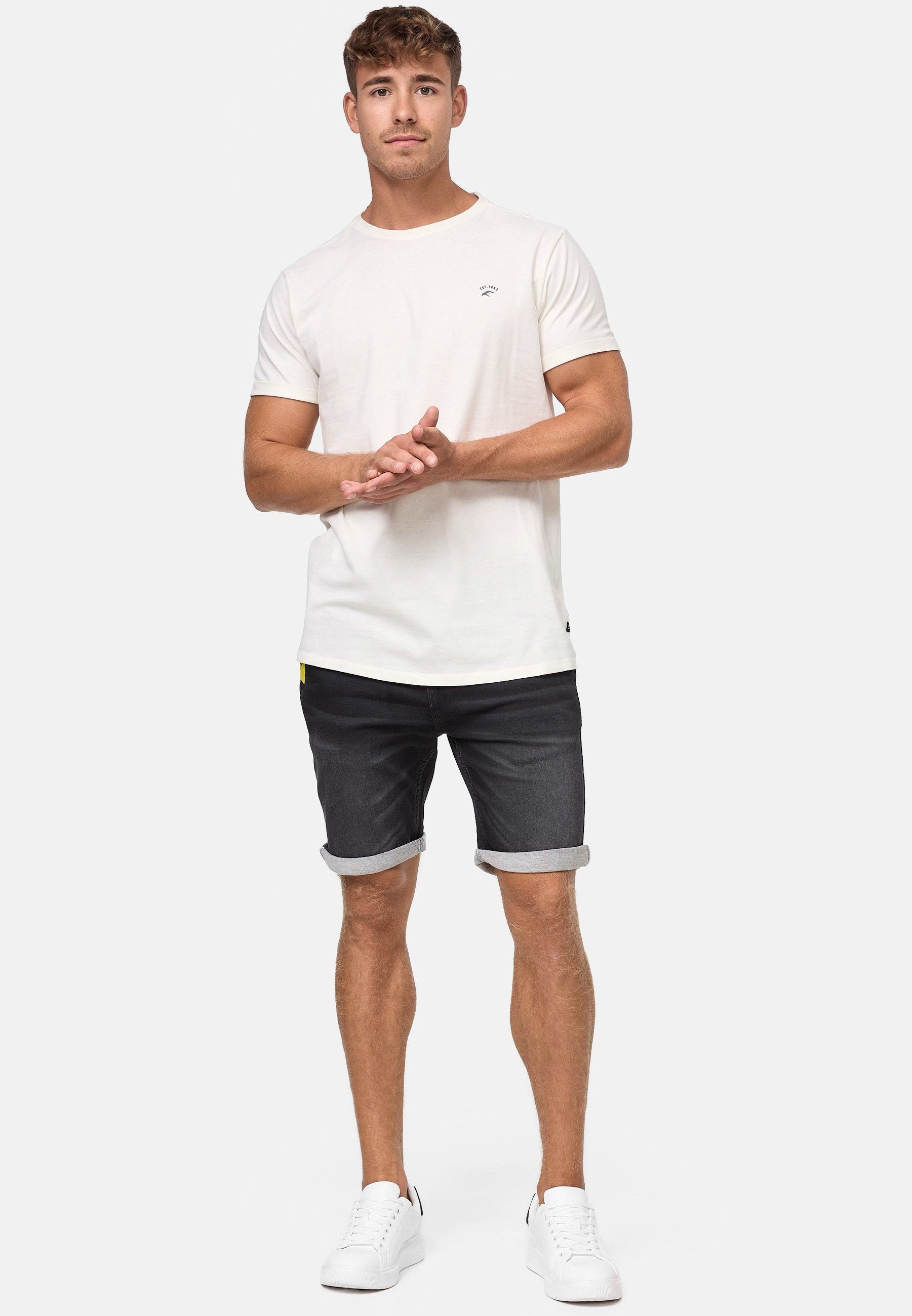 Indicode Jeansshorts Herren Azibo Jeans Shorts Herrenshorts elastischer Bund samt Tunnelzug