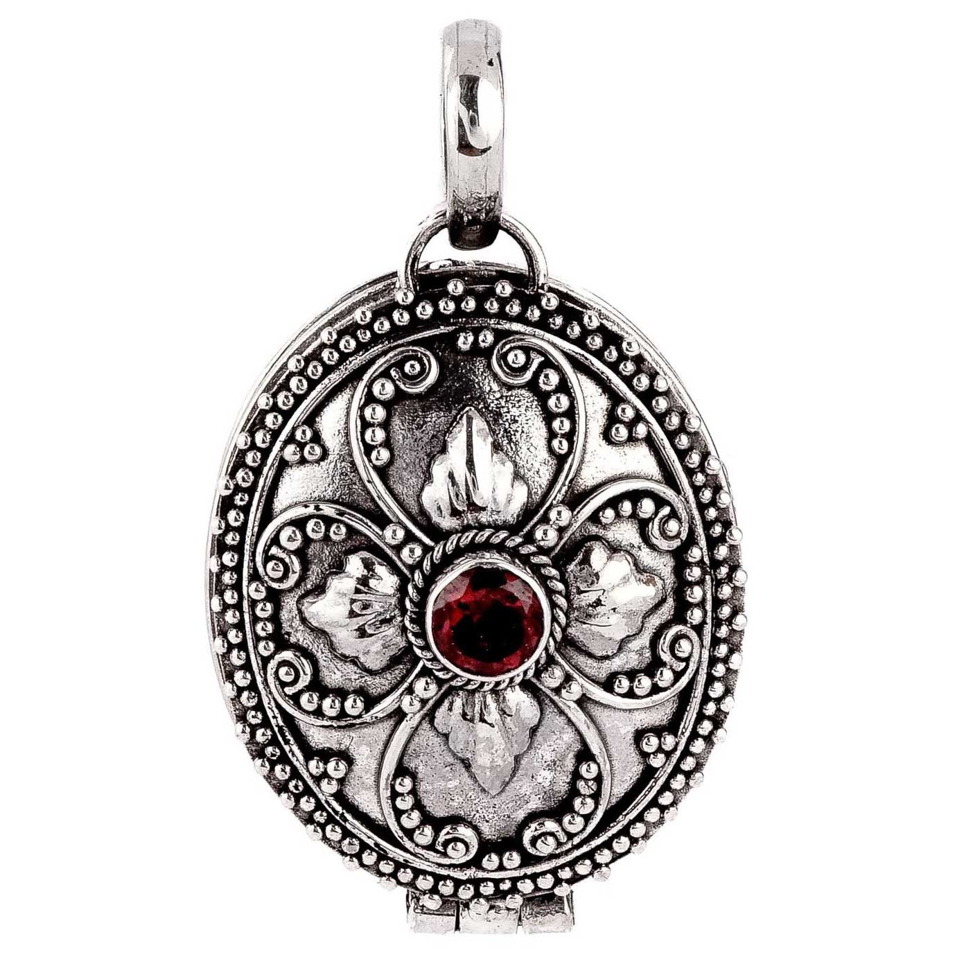 HOPLO Kettenanhänger Mittelalter-Medaillon zum Öffnen mit rotem Zirkonia Si günstig online kaufen