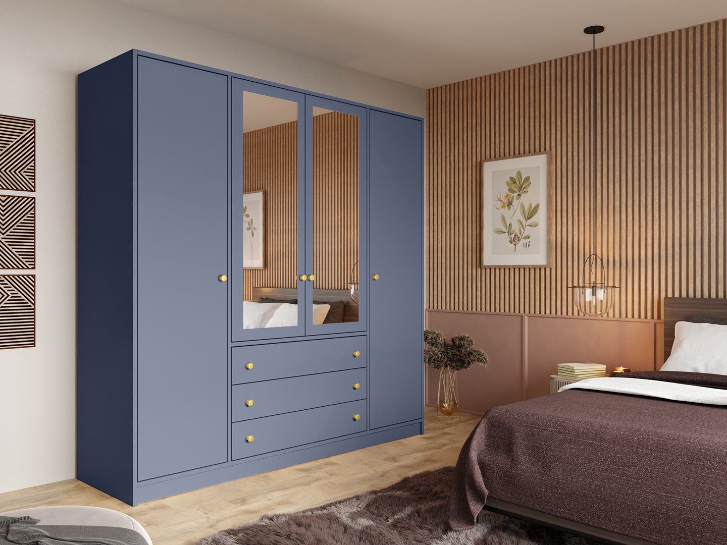 Beautysofa Kleiderschrank mit Spiegel und 3 Schubladen (Zur Auswahl: zweitürig, dreitürig oder viertürig, verschiedene Farben) Höhe 200 cm
