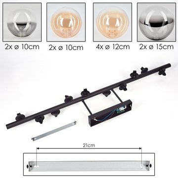 hofstein Deckenleuchte Deckenlampe aus Metall/Glas in Schwarz/Bernstein/Rauchfarben/Klar, ohne Leuchtmittel, Leuchte mit Glasschirmen (10, 12, 15 cm), 10 x G9, ohne Leuchtmittel