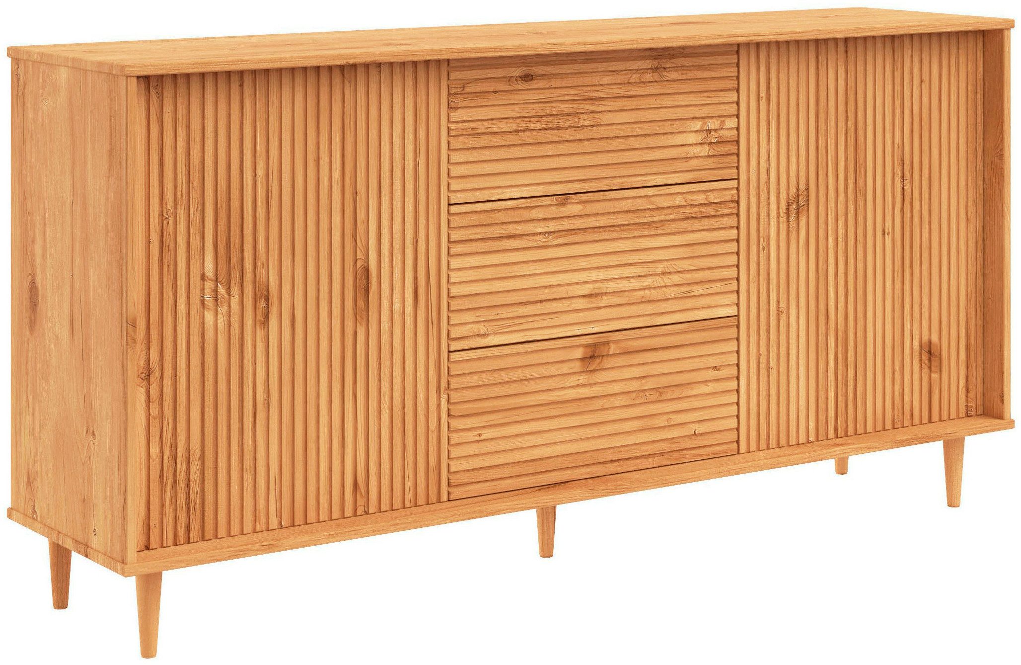 OTTO home Sideboard Malmedy Front mit gefrästen Rillen, Kommode aus massivem Kiefernholz, Push-to-open, Breite 160 cm. Reduzierter Preis € 449,99. Unverbindliche Preisempfehlung € 799,99