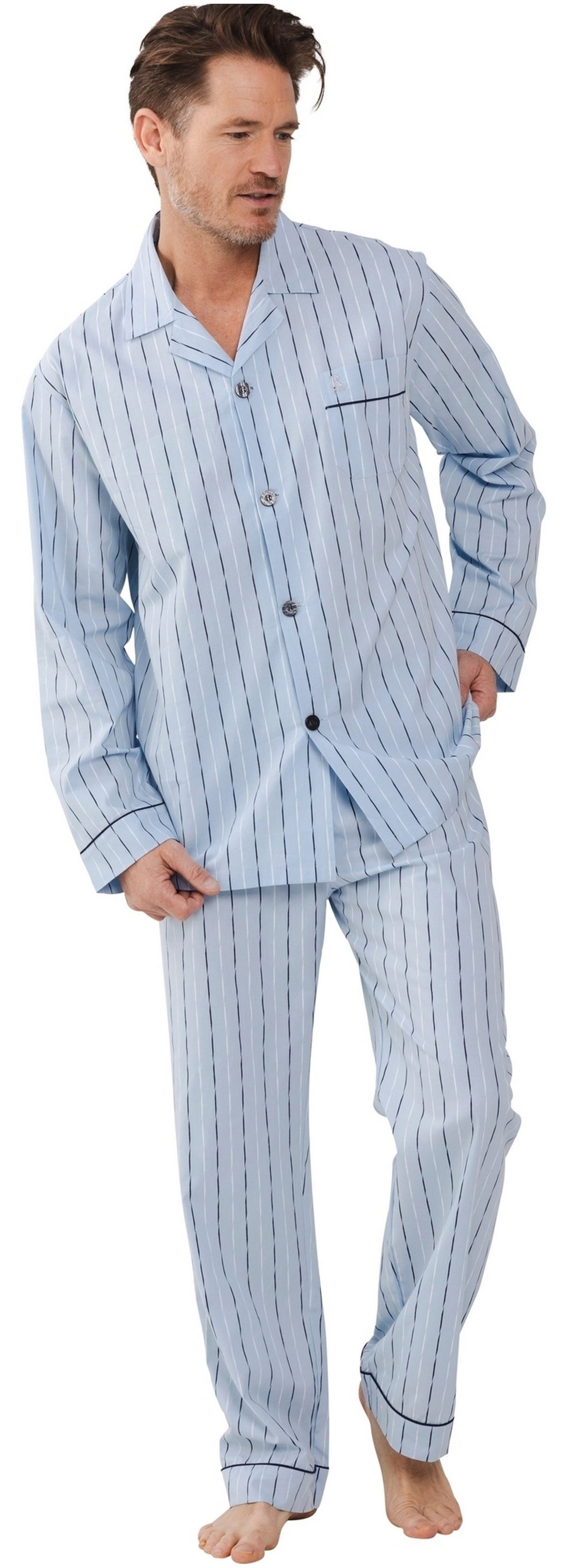 Robson Schlafanzug Herren Pyjama lang geknöpft (2 tlg) Baumwolle günstig online kaufen