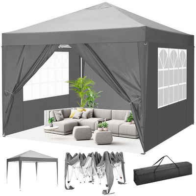 LUCKZON Faltpavillon 3x3m Pavillon Faltbar mit 4 Seitenwänden, wasserdicht,UV-Schutz 50+, mit 4 Seitenteilen, LxBxH:300x300x260 cm