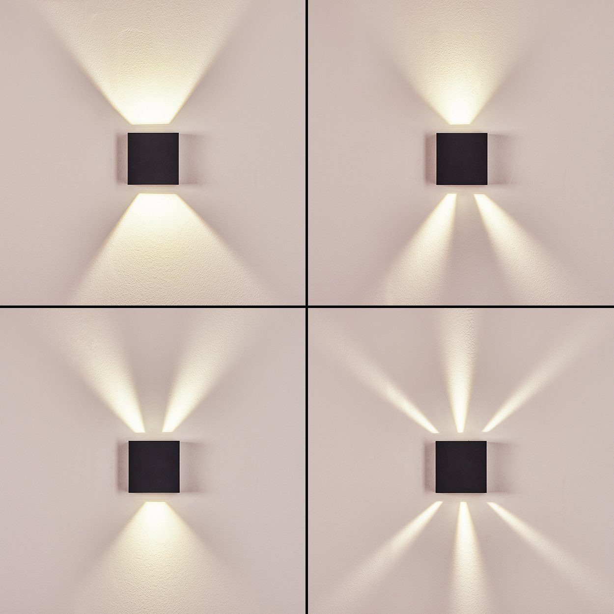 hofstein Außen-Wandleuchte Außenlampe Lumen, IP54 »Meida« mit Metall aus LED, in verstellbaren 4000 Lichteffekt, Kelvin, LED Schwarz, Außenmoderne Wandlampe 400