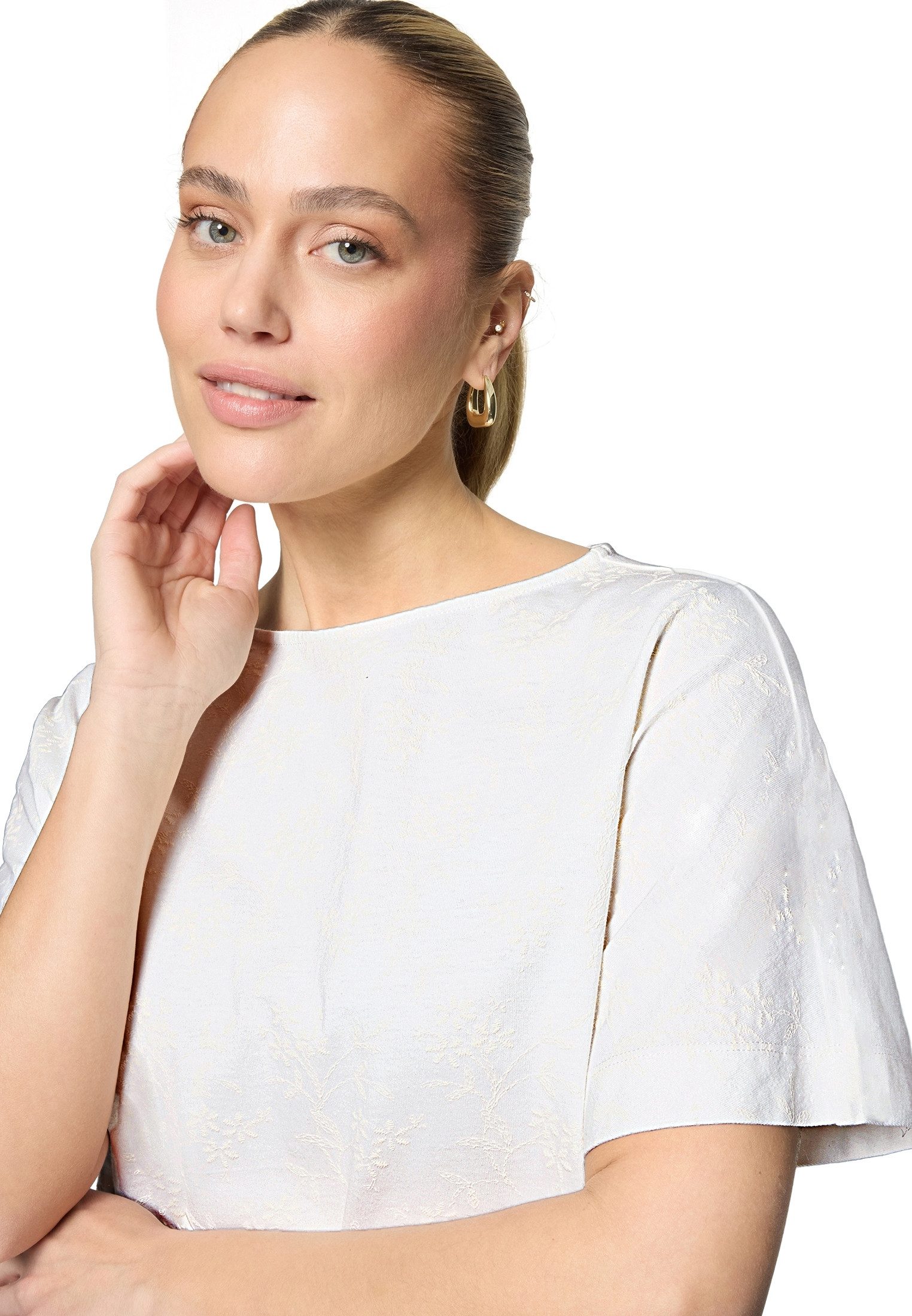 Zero Kurzarmshirt Damen mit Stickerei (1-tlg) Stickerei