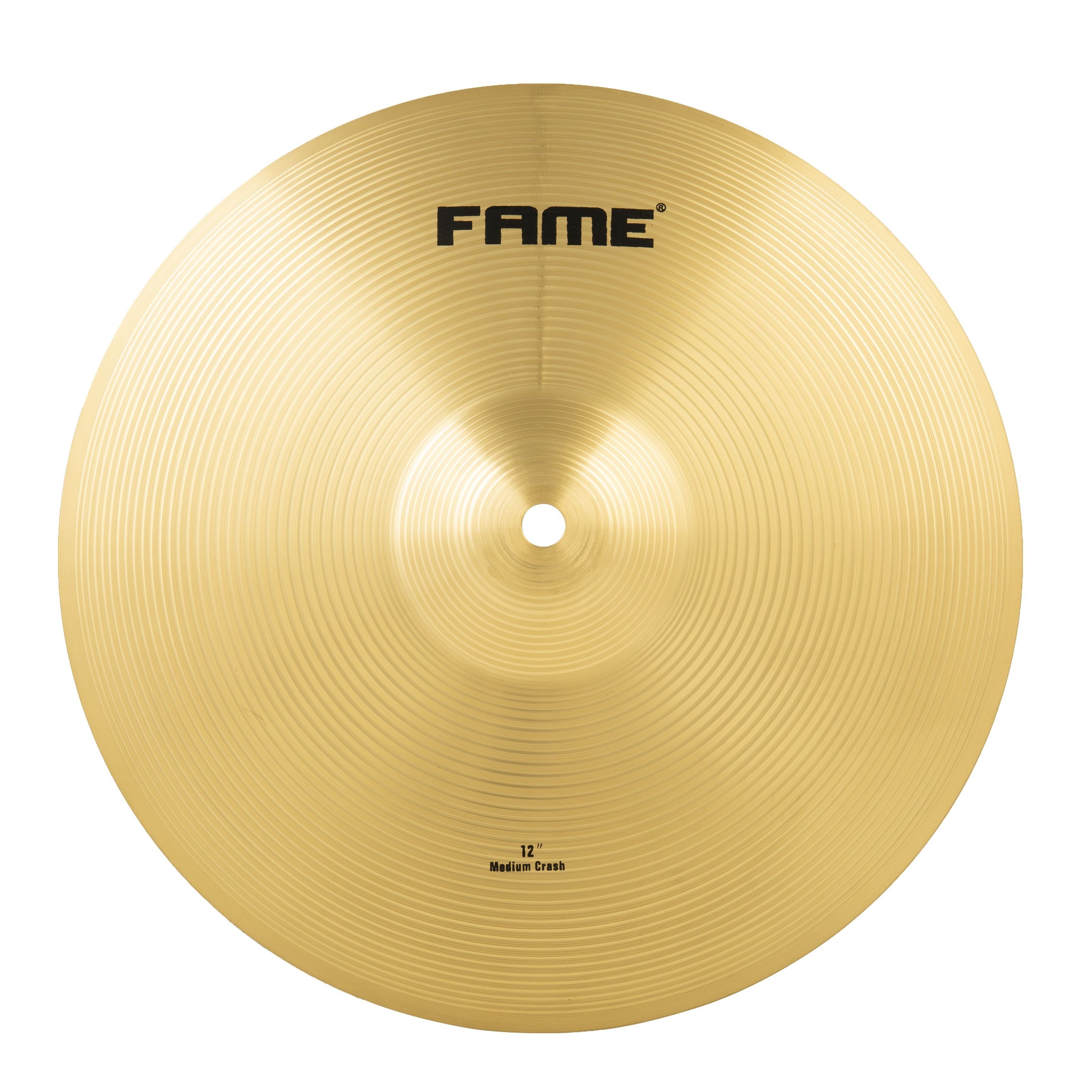 FAME Becken,Starter Crash 12" Becken aus Messing Ideal für Einsteiger Hervorragendes Preis-Leistungsverhältnis Heller Klang Schnelle Ansprache Perfekt für Übungen 30 Tage Money-back Garantie", Cymbals, Crash Becken, Starter Crash 12" Becken, Messing, Einsteiger