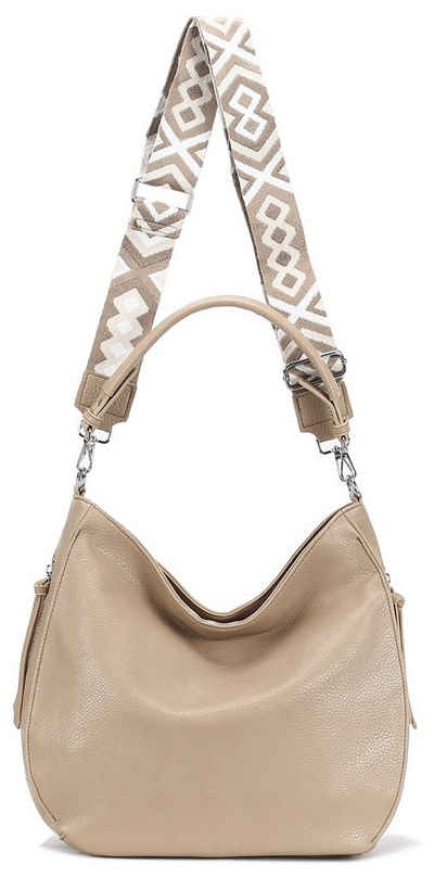 ITALYSHOP24 Schultertasche DAMEN TASCHE SHOPPER Hobo Cross Over Bag Reisetasche Umhängetasche, LEDER OPTIK Beuteltasche Cross body für Schule Reise Freizeit Urlaub