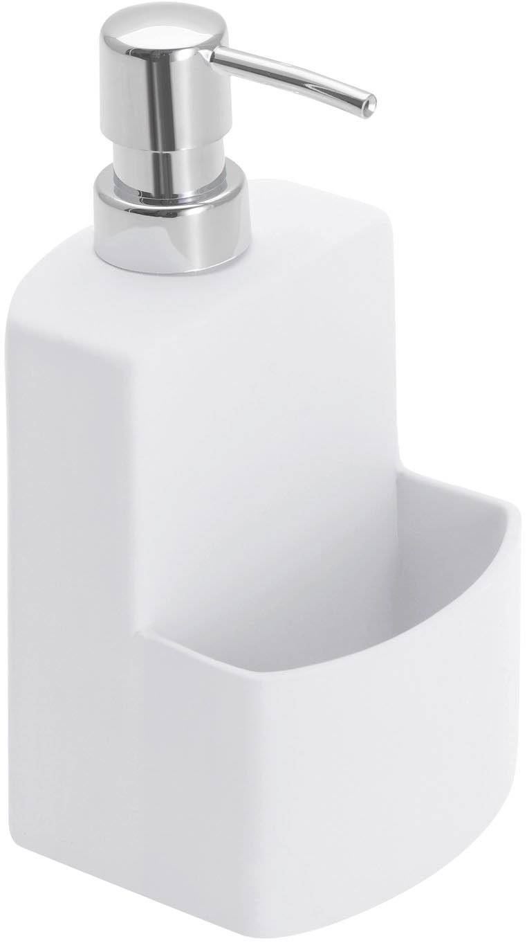 WENKO Дозатори для миючих засобів Modell Festival, aus Keramik, Soft-Touch Beschichtung, mit Spülschwamm-Fach, 380 ml