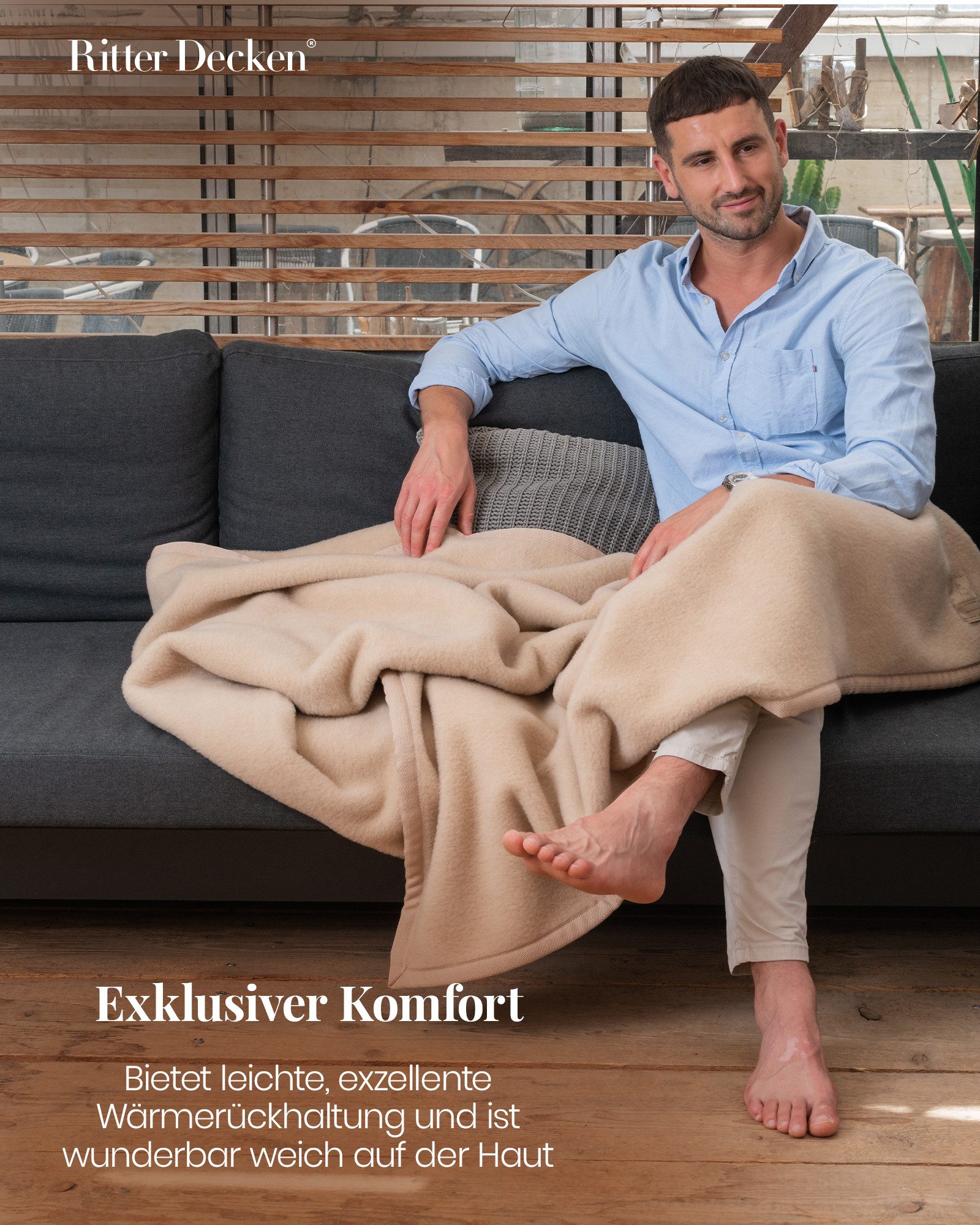 Wohndecke Extrafeine Kashmirdecke Cashmera aus 100% Kashmir-Edelhaar, Ritter Decken