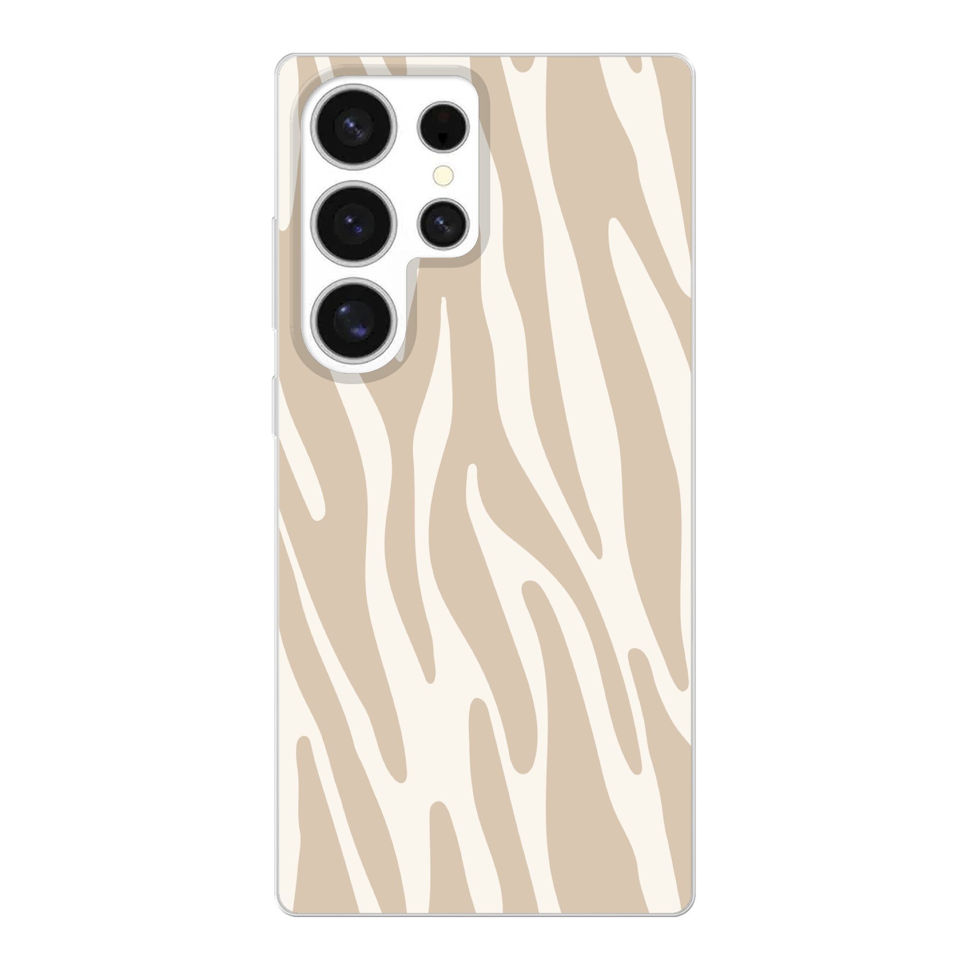 MuchoWow Handyhülle für Samsung Galaxy S25 Ultra Zebramuster - Beige - Weiß - Tiermuster, Phone Case, Silikon, Schutzhülle Dünn