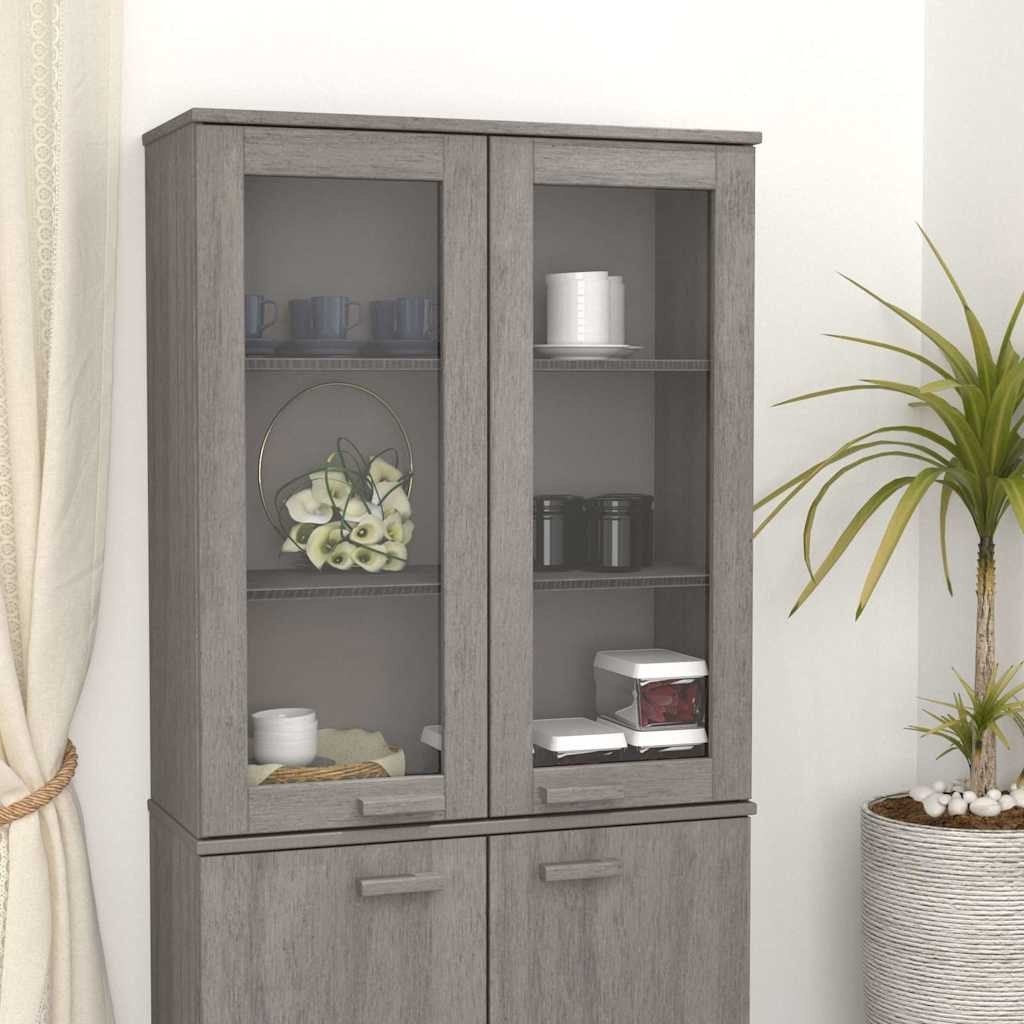 vidaXL Highboard Highboard-Oberteil HAMAR Hellgrau 85x35x100 cm Massivholz (1 St)