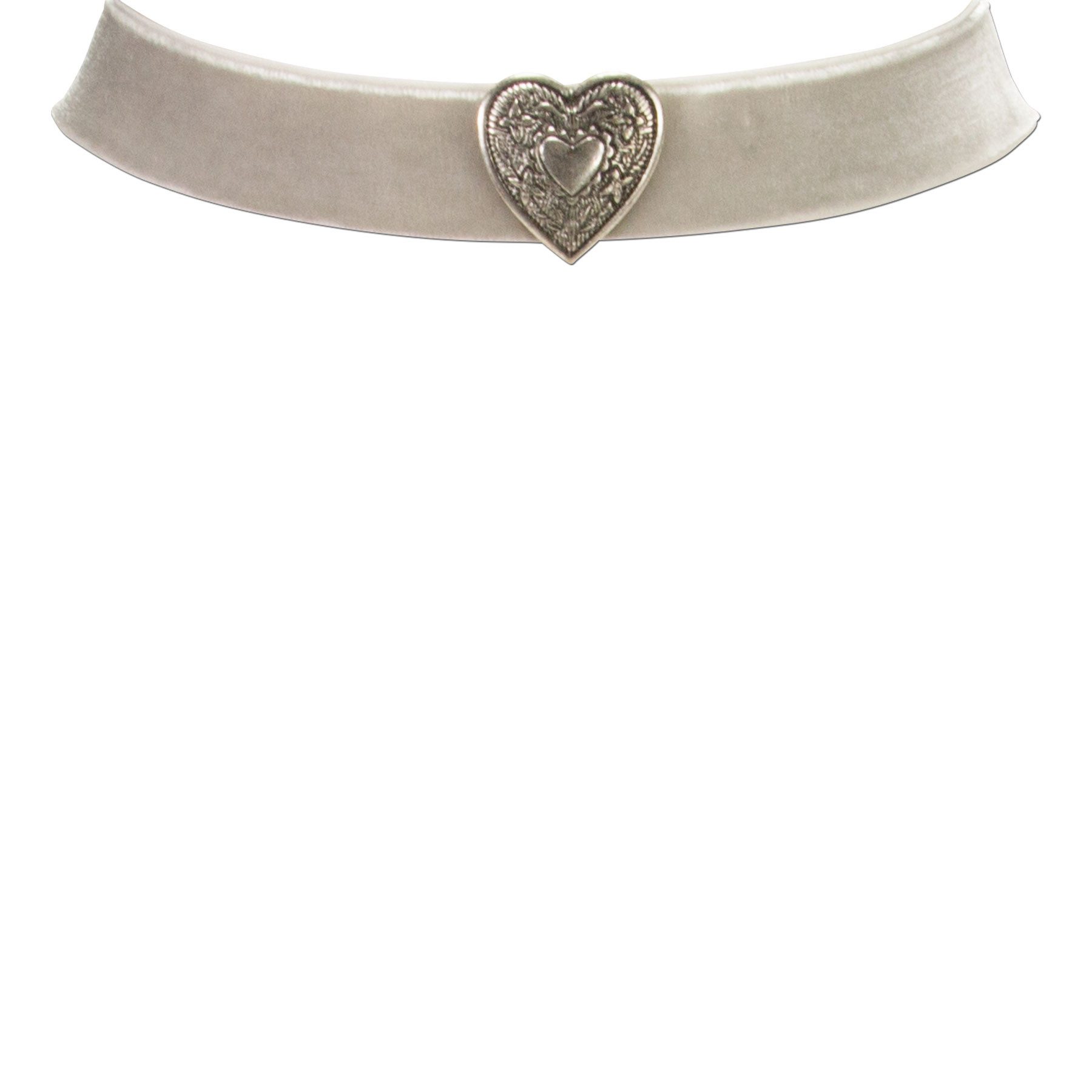 Alpenflüstern Choker Trachten-Samt-Kropfband breit Trachtenherz (grau), - Trachtenkette enganliegend, Kropfkette elastisch, Damen-Trachtenschm – Bild 2 von 3