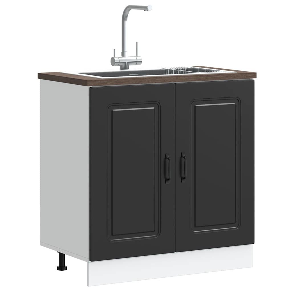 vidaXL Schrankmodule Spülenunterschrank Kalmar Schwarz 80x46x81,5 günstig online kaufen