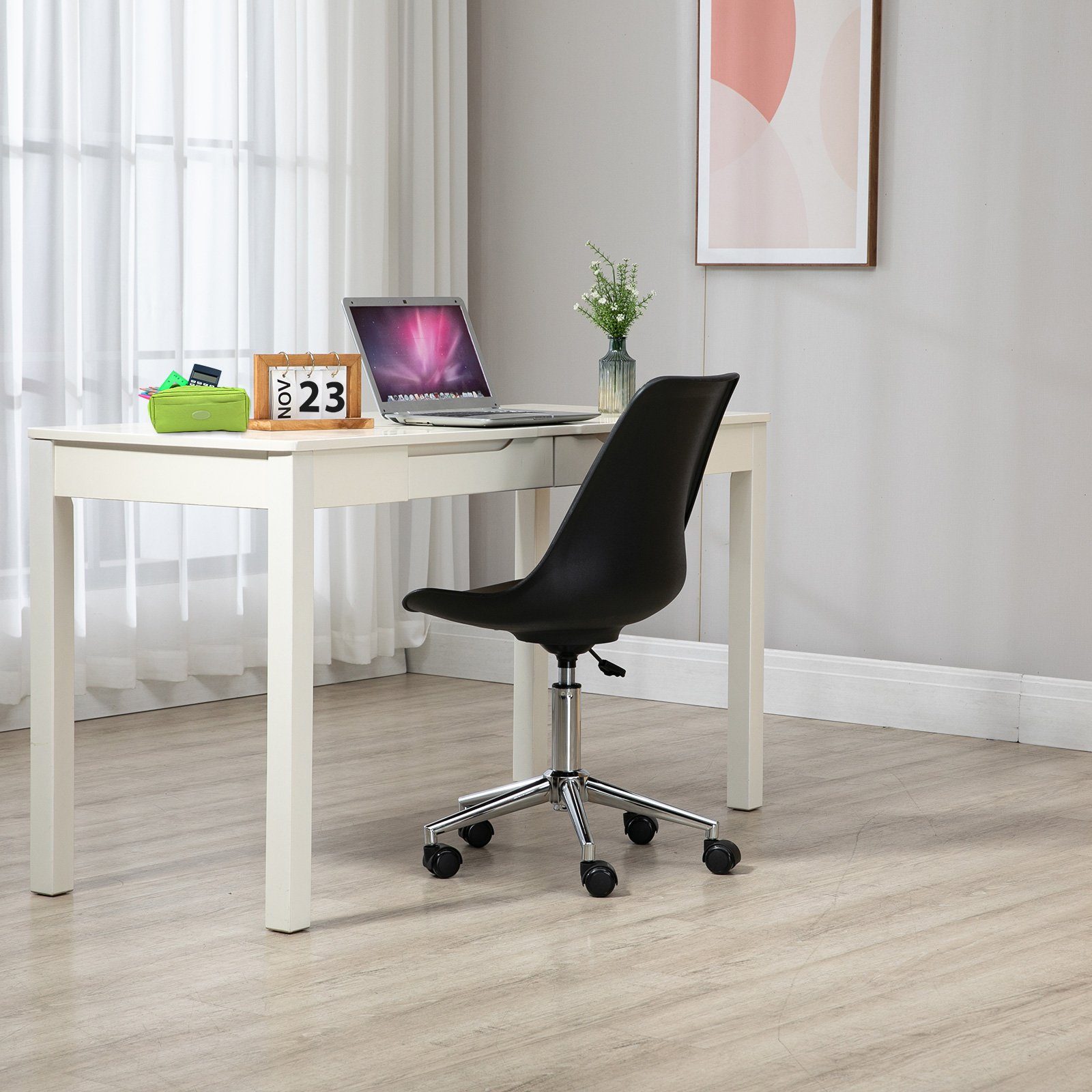 SVITA Schreibtischstuhl EDDY bodenschonende schwarz höhenverstellbar, St), hoher 1 Rollen | schwarz Sitzkomfort, stufenlos (Paket
