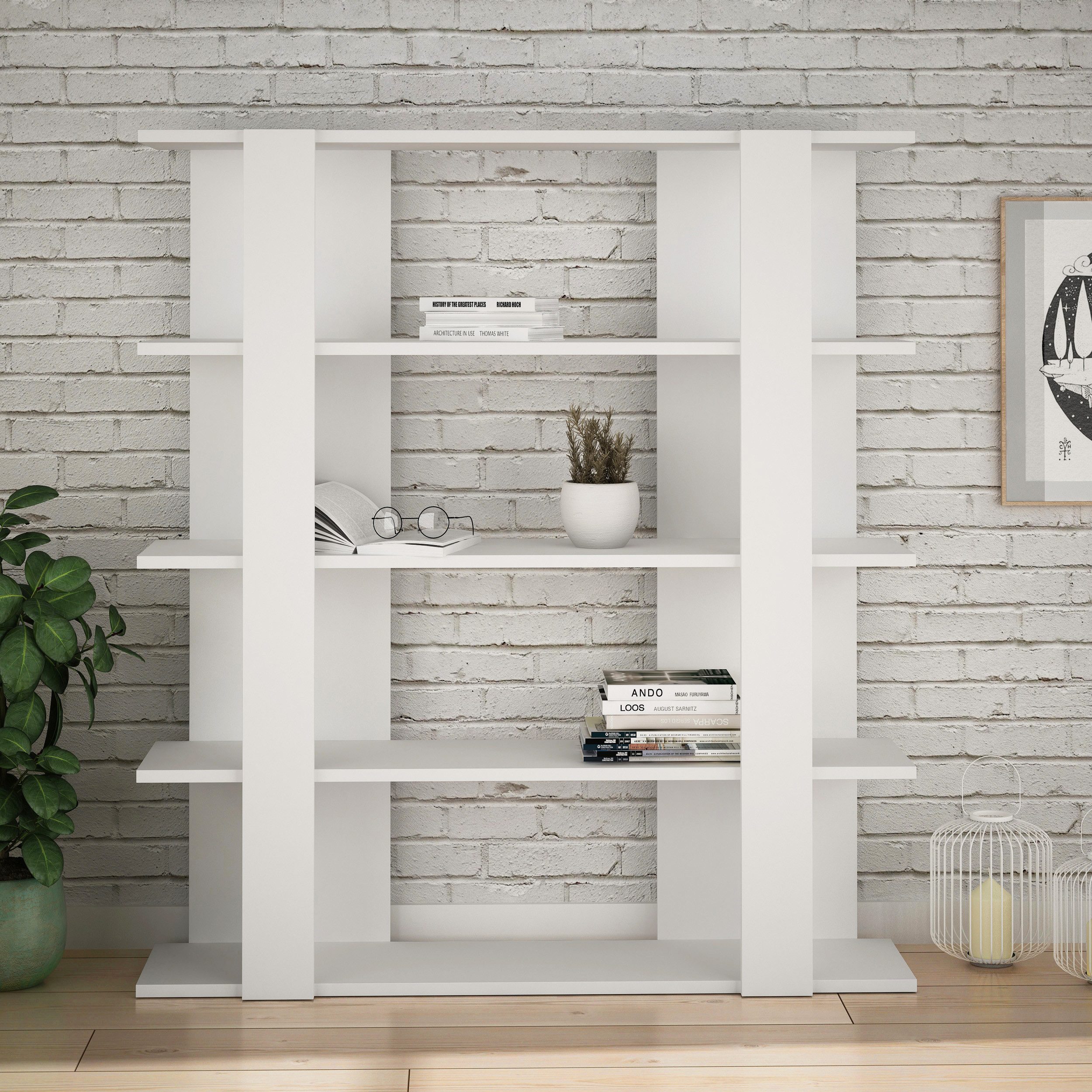 Decortie Bücherregal Tita, Modernes Bücherregal, 110 x 29 x 122 cm