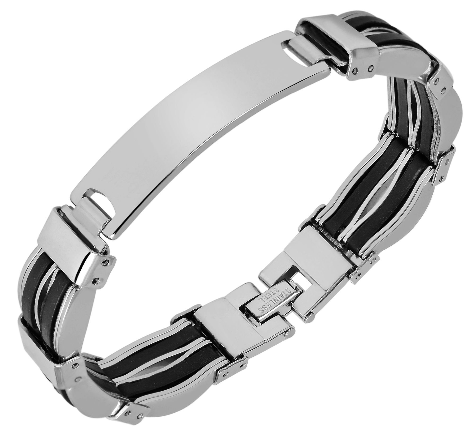 Edelstahlarmband aus (einzeln) AKZENT Armband Herren Miran Gravurplatte Edelstahl mit