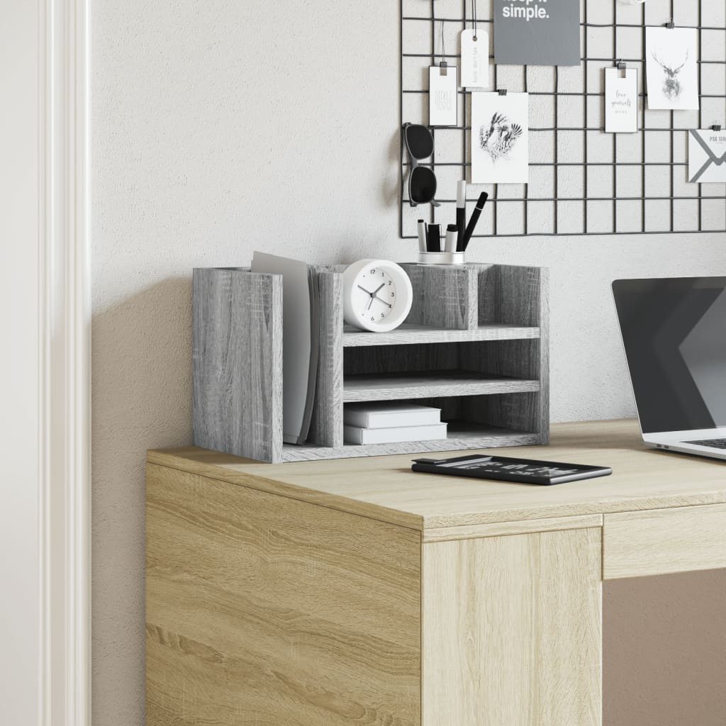 vidaXL Organizer Schreibtisch-Organizer Grau Sonoma 44,5x24x25 cm Holzwerkstoff