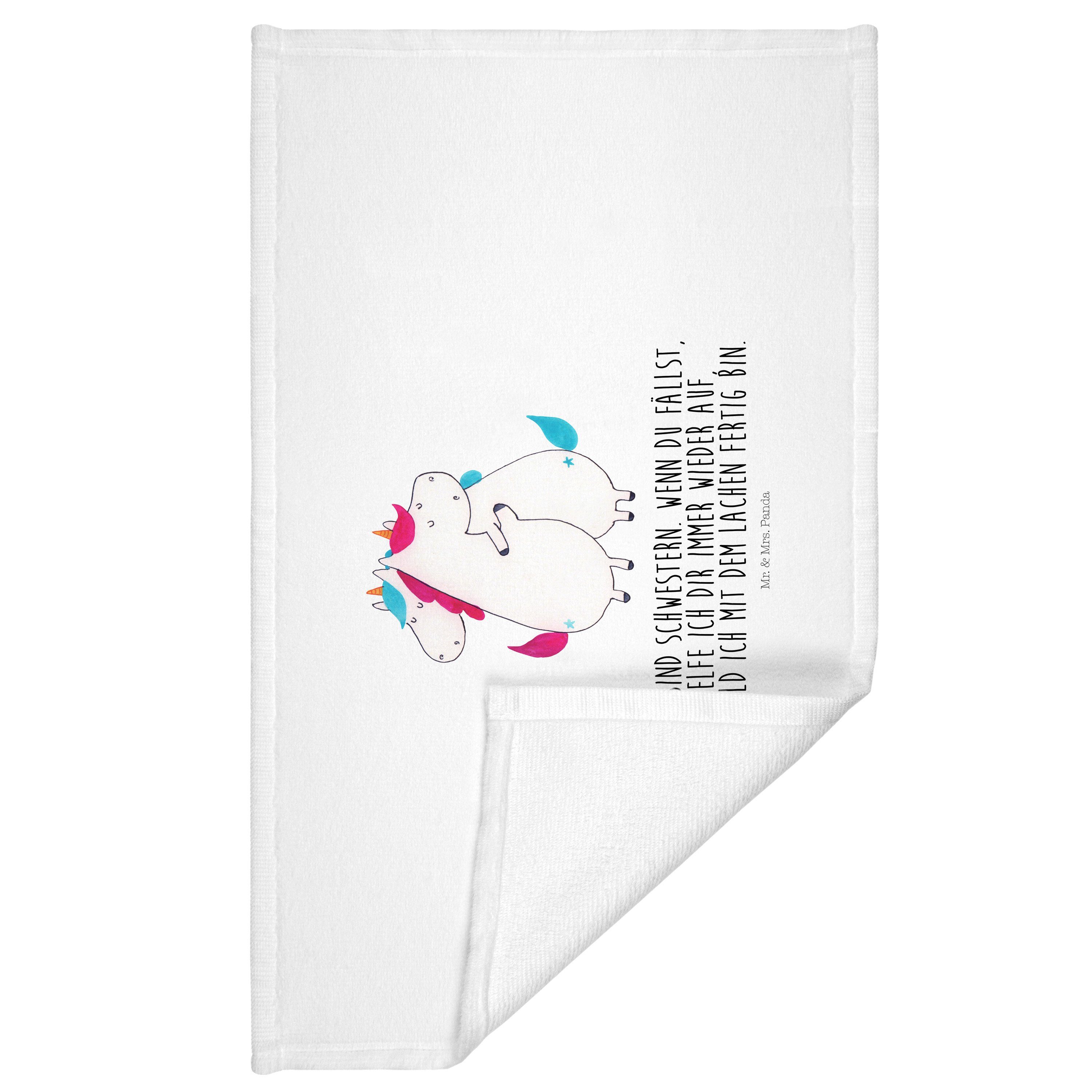 Handtuch Handtücher, groß, Geschenk, - (1-St) - Badehandtuch, Mr. Einhörner Panda Weiß Mrs. & Umarmen