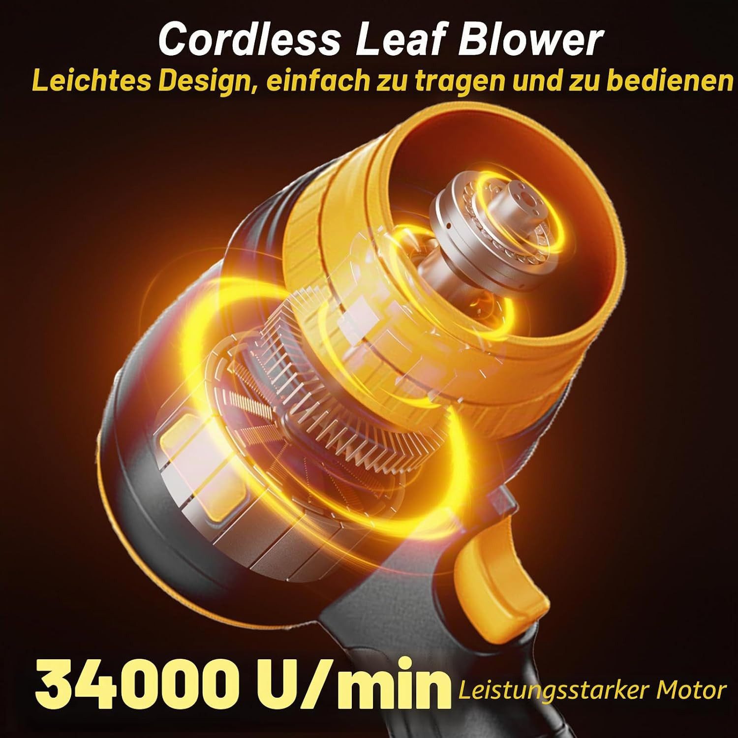 Vivitar Akku-Laubbläser 21V mit 3,000mAh Akku & Ladegerät, 550W Turbo Handgebläse, (Akku Gebläse für Auto, Werkstatt, Garage, Grill, Camping, 1 St., tragbarer Gartenbläserr für Garten, Terrasse, Hof und Einfahrt), 4.000 U/min, kabelloser Laubbläser mit Geschwindigkeitsregelung