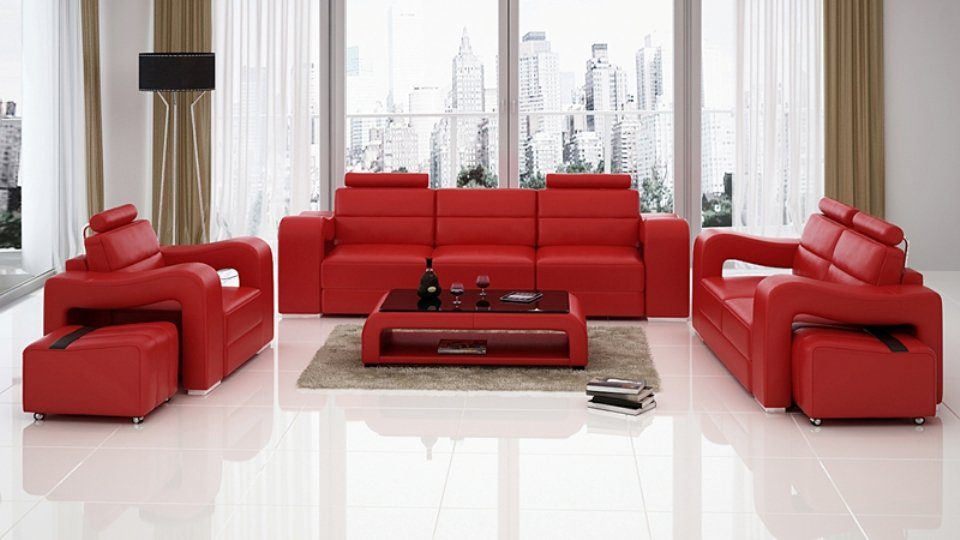 JVmoebel Sofa Ledersofa Couch Wohnlandschaft 3+2+1 Sitzer Modern Sofa, Made in Europe