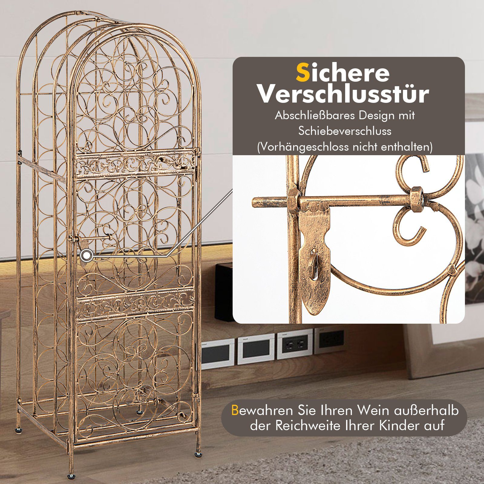 GOSSI Weinregal 3 Etagen Schwarz | Metallständer Für 9 Flaschen, Freistehend Für Home & Bar
