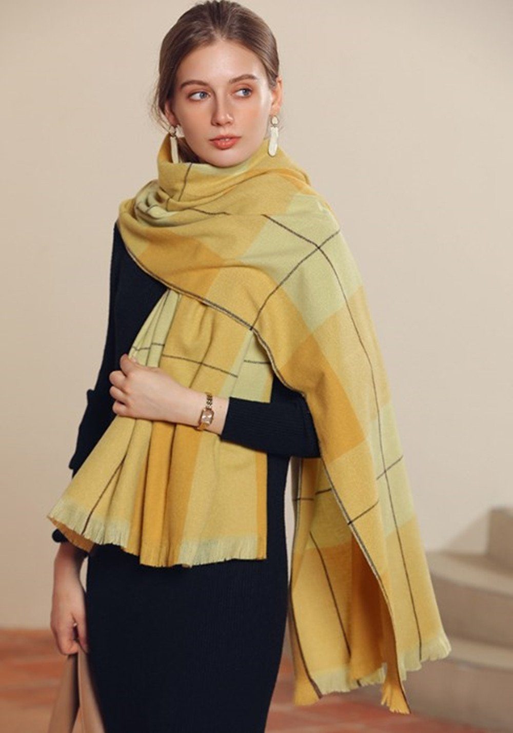 XDeer Wollschal Damen Schal,kuschelweich Karo,Winter Schal Poncho Qualität, Damen Halstuch Geschenk für Frauen in verschiedenen Цвета(ов)