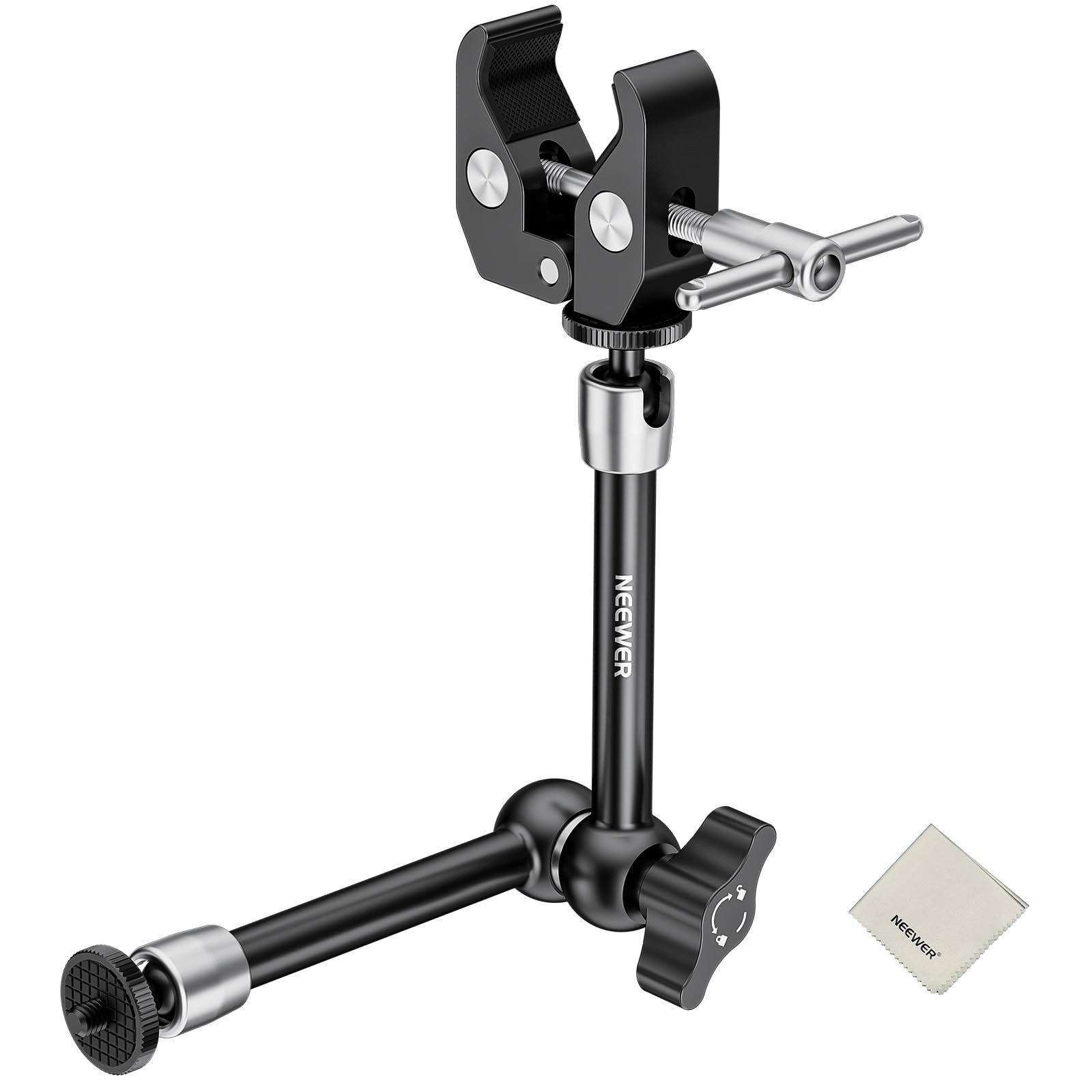 Neewer Kamerahalterung ST25C 25cm Magic Arm mit Super Clamp für Kamera & Licht, max. 2kg, (Packung, LochmaB Befestigung:1/4)