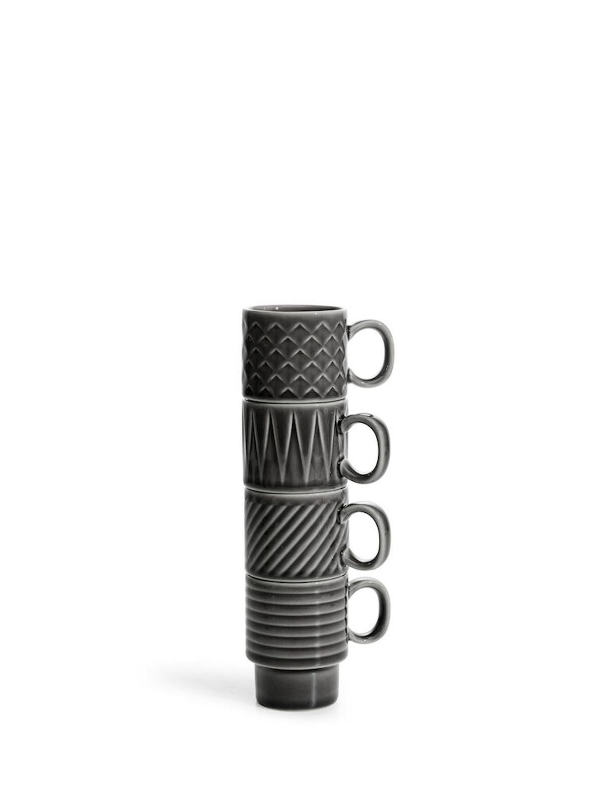 Gravidus Espressotasse Elegantes Espresso-Tassen Set aus Steingut, 4er-Set, 10 cl, Steingut