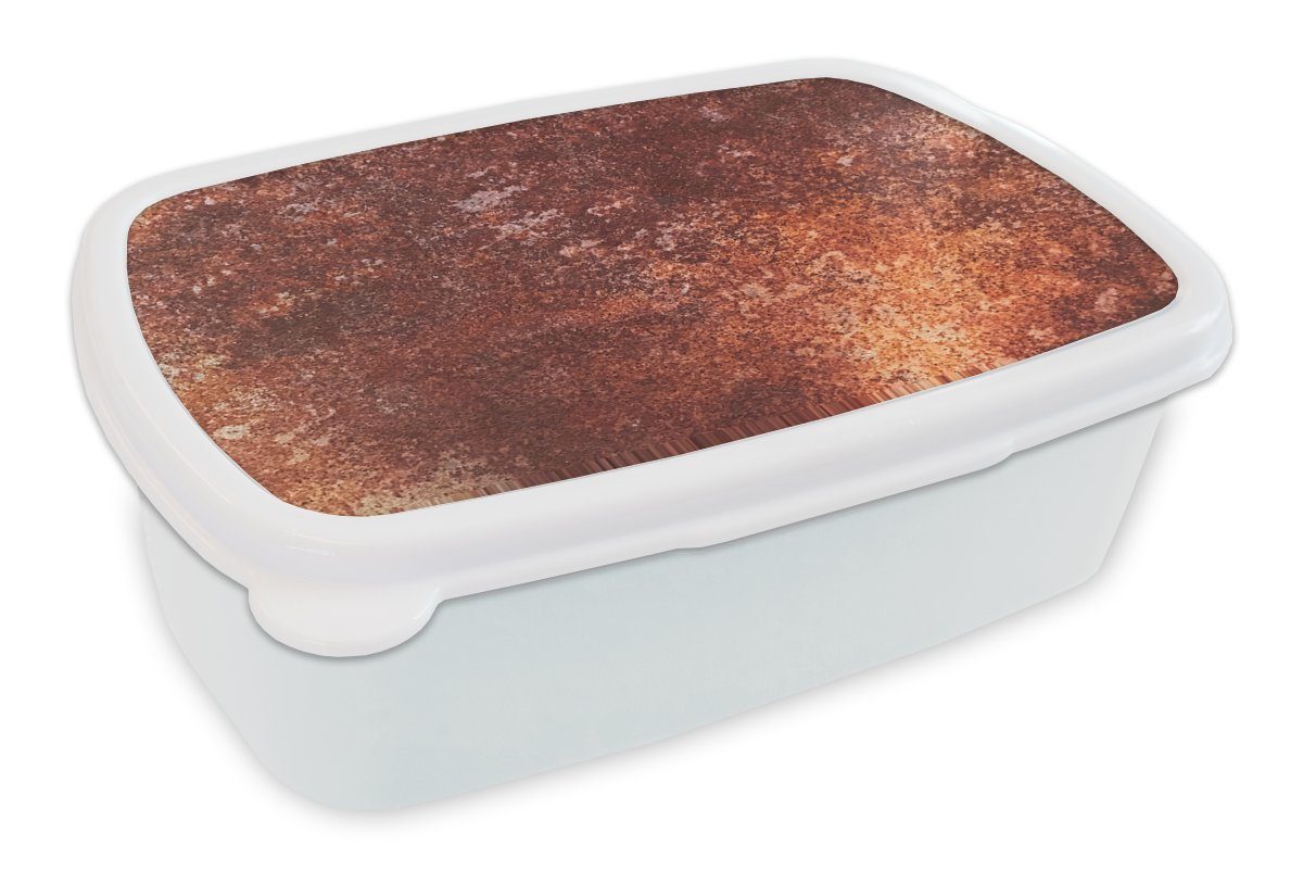 MuchoWow Lunchbox Bronze - Rost - Textur, Kunststoff, (2-tlg), Brotbox für Kinder und Erwachsene, Brotdose, für Jungs und Mädchen weiß
