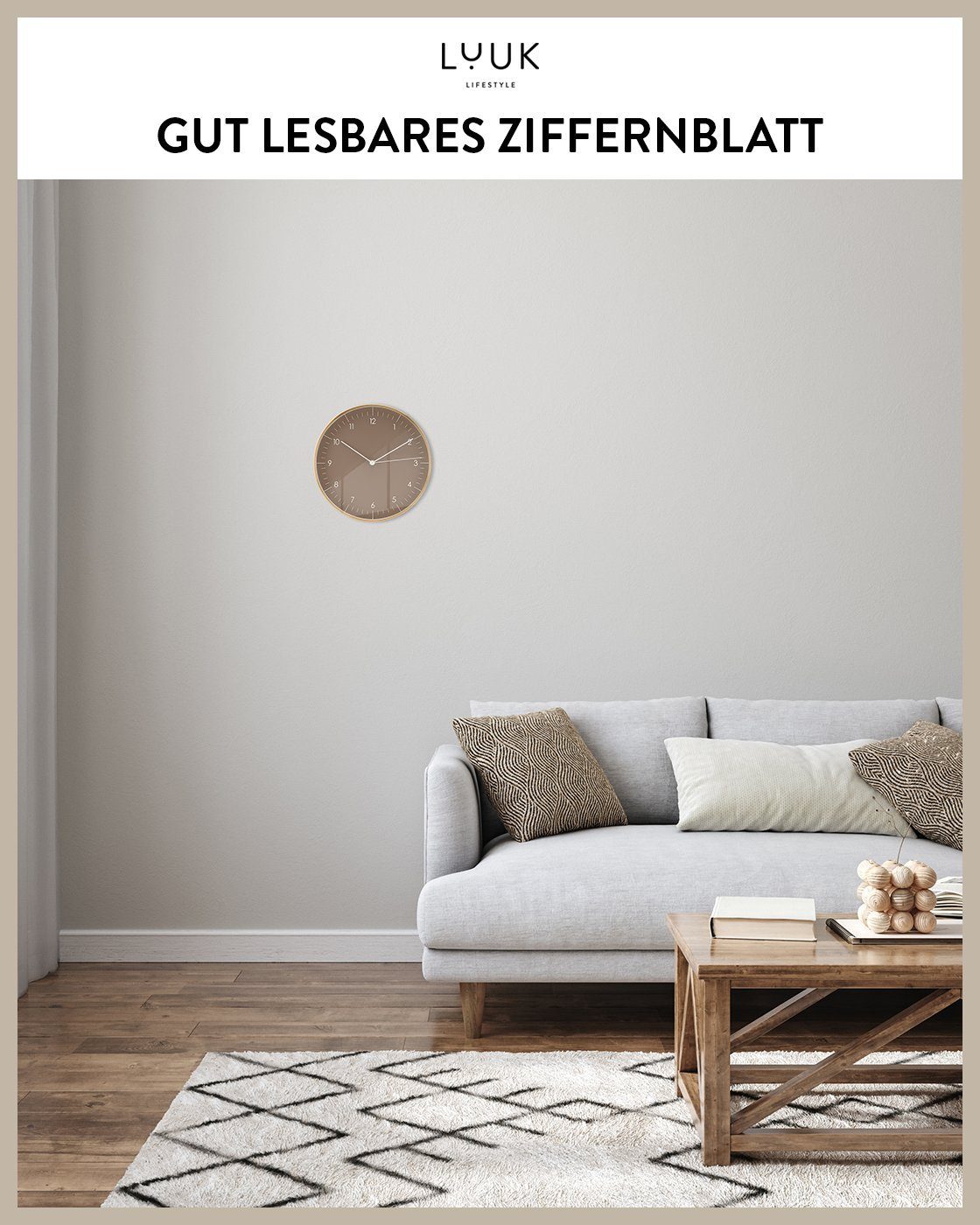 LUUK LIFESTYLE Wanduhr Helsinki (lautlos, ohne Ticken, großes Ziffernblatt, verschied. Größen) – Bild 5 von 5