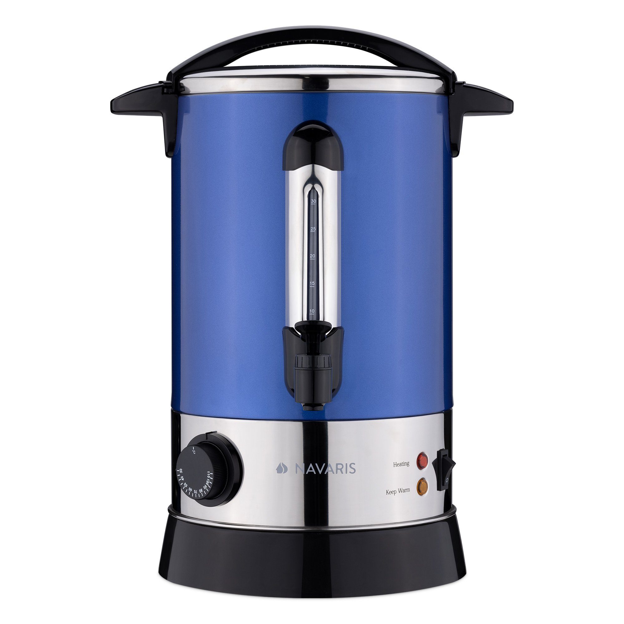 Heißwasserspender Thermostat Glühweinautomat, Glühweinkocher mit Heißgetränkeautomat - und Navaris Edelstahl - Glühwein - Zapfhahn 6,8l Füllstandanzeige aus Heißgetränke-