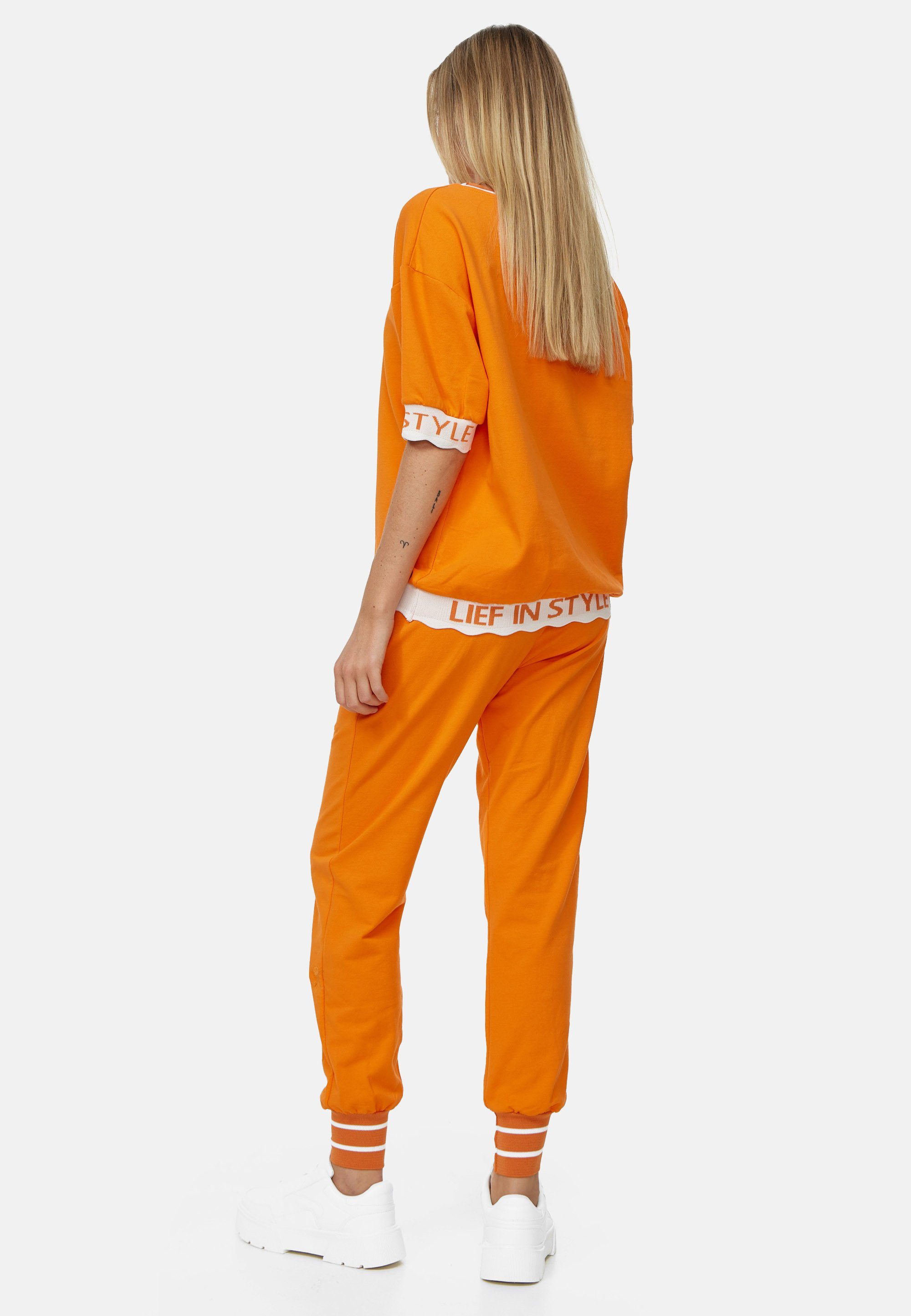 Schriftzug T-Shirt stylishem orange mit Decay