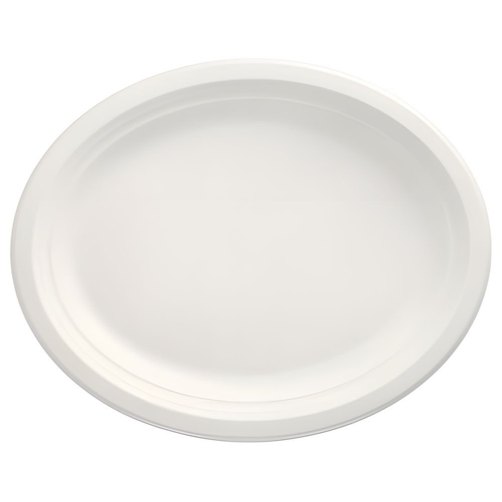 PAPSTAR Einwegteller Teller, Zuckerrohr pure oval 32 cm x 25,5 cm x 2 cm weiss 500 Stk