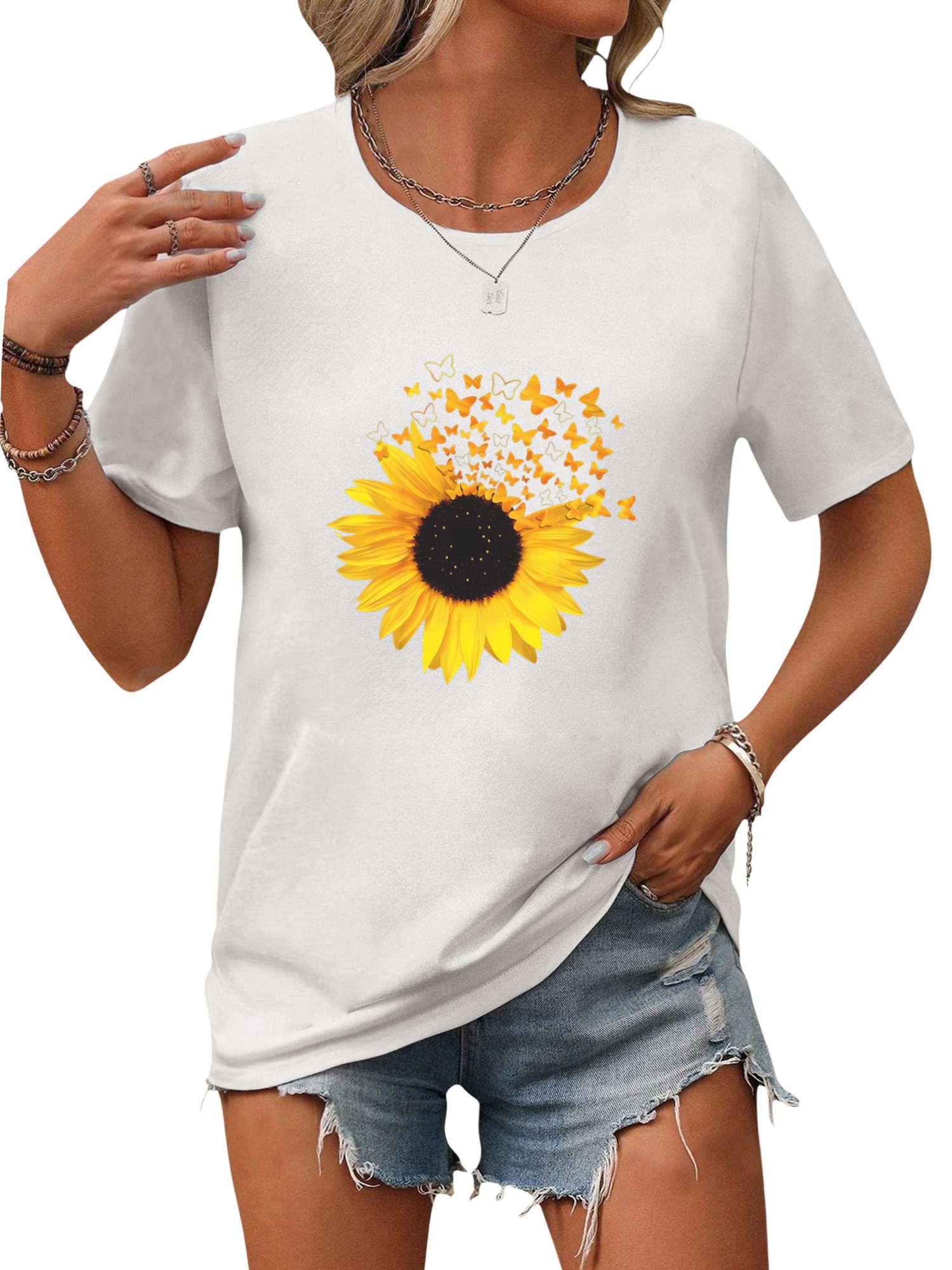 PYL Kurzarmshirt Damen Sommer Kurzarmbluse Locker günstig online kaufen