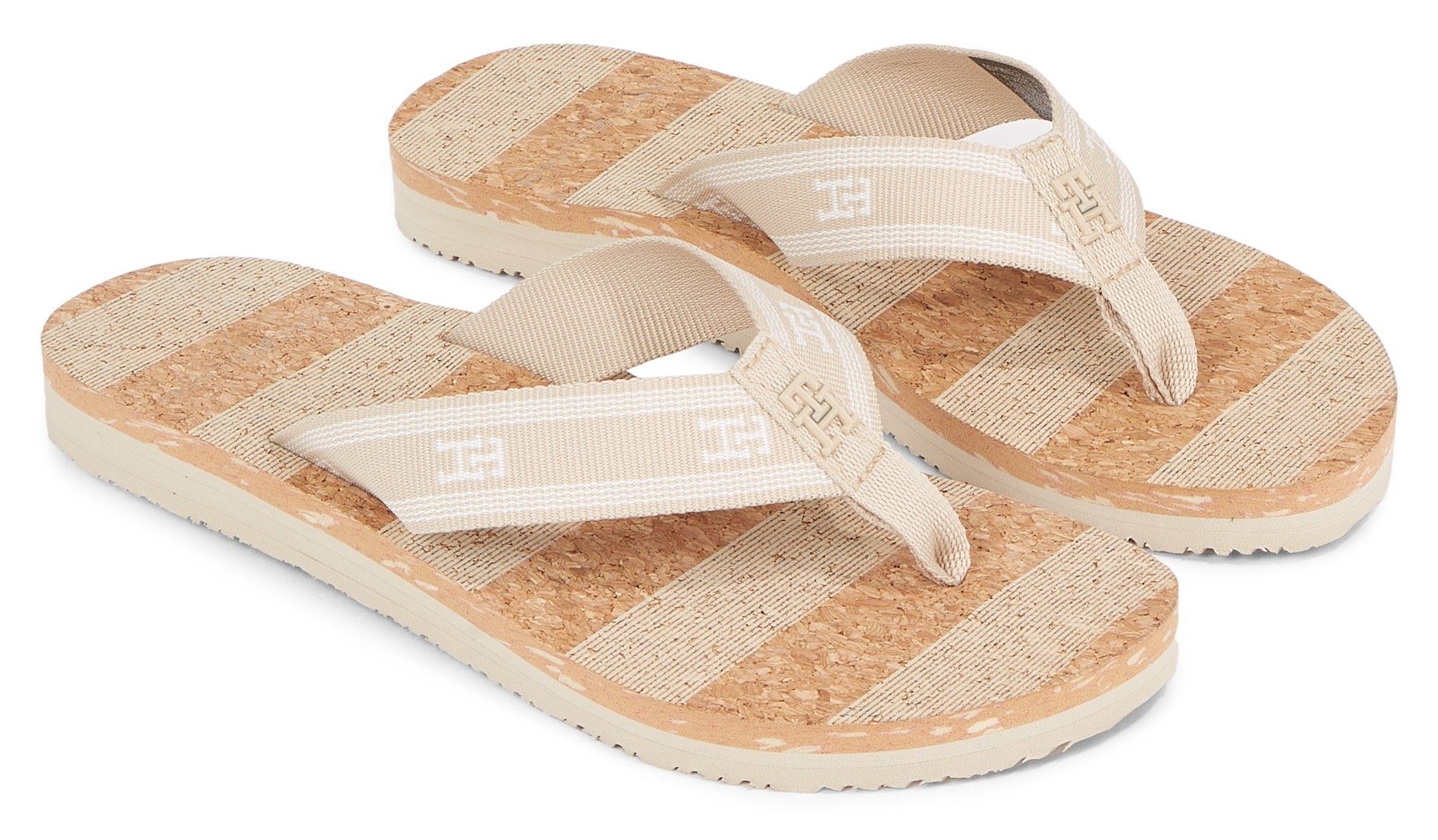 gestreifter Tommy mit Hilfiger Decksohle Zehentrenner FLOP FLIP TH WOVEN