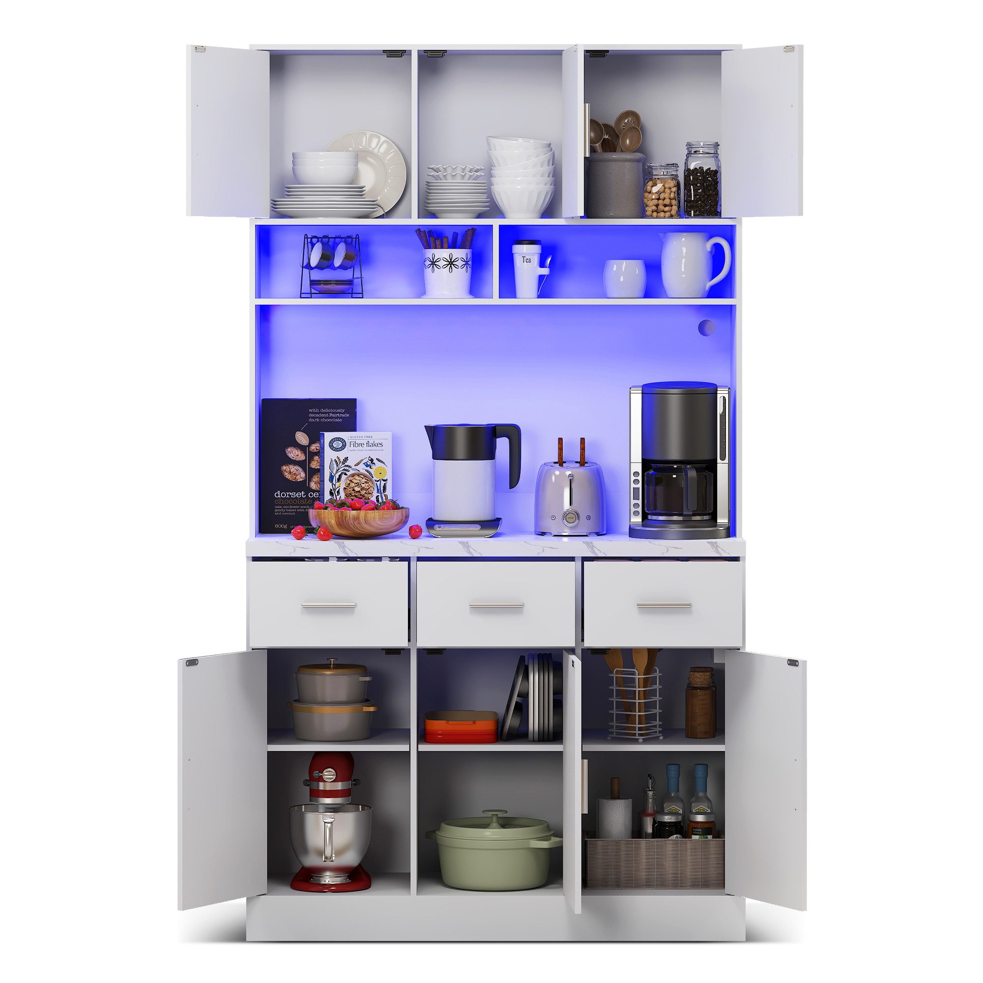 Odikalo Hochschrank Buffet 100x40x180cm verstellbaren Einlegeböden günstig online kaufen