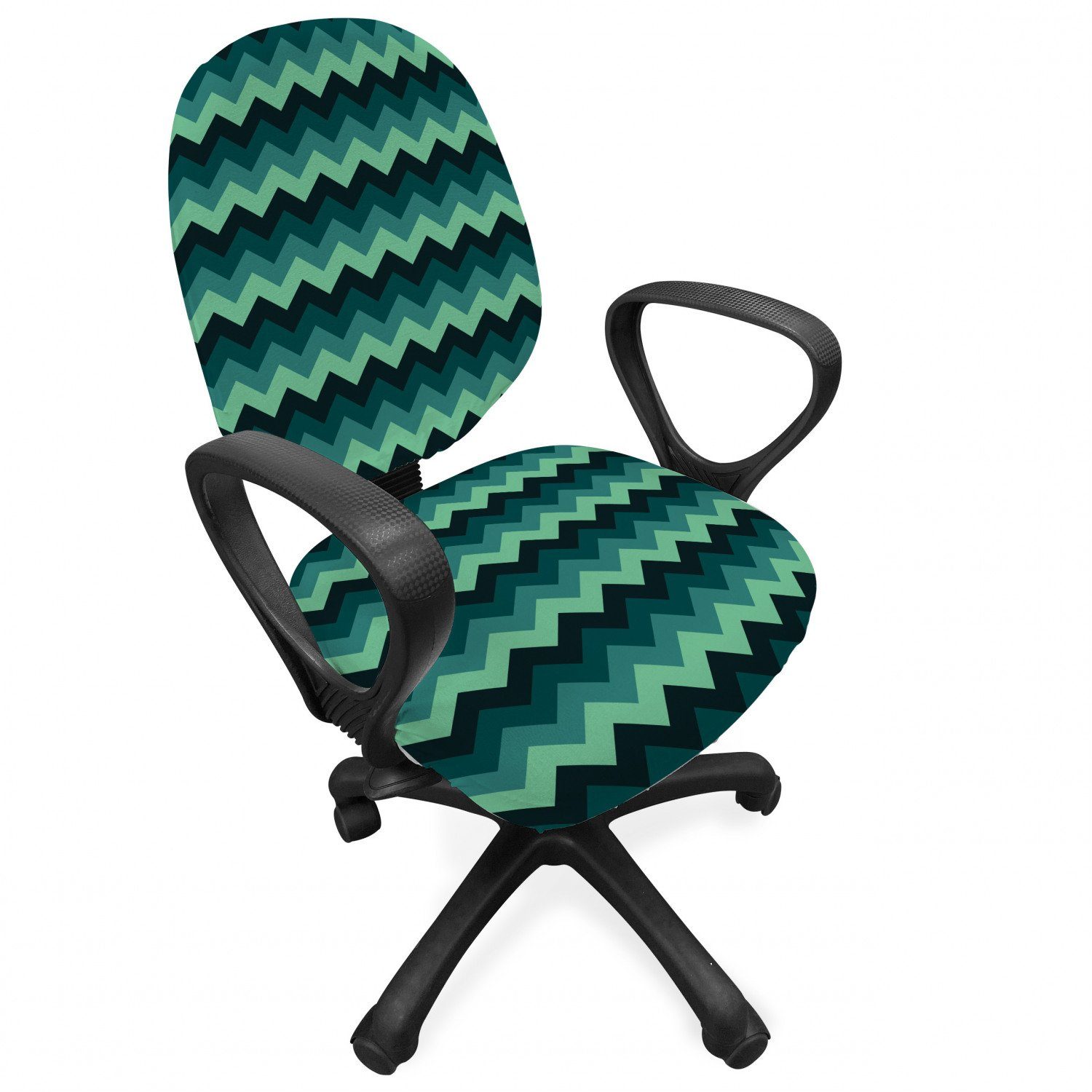 Geometric Stretchgewebe, Chevron-Art aus Abakuhaus, dekorative Schutzhülle Teal Bürostuhlhusse