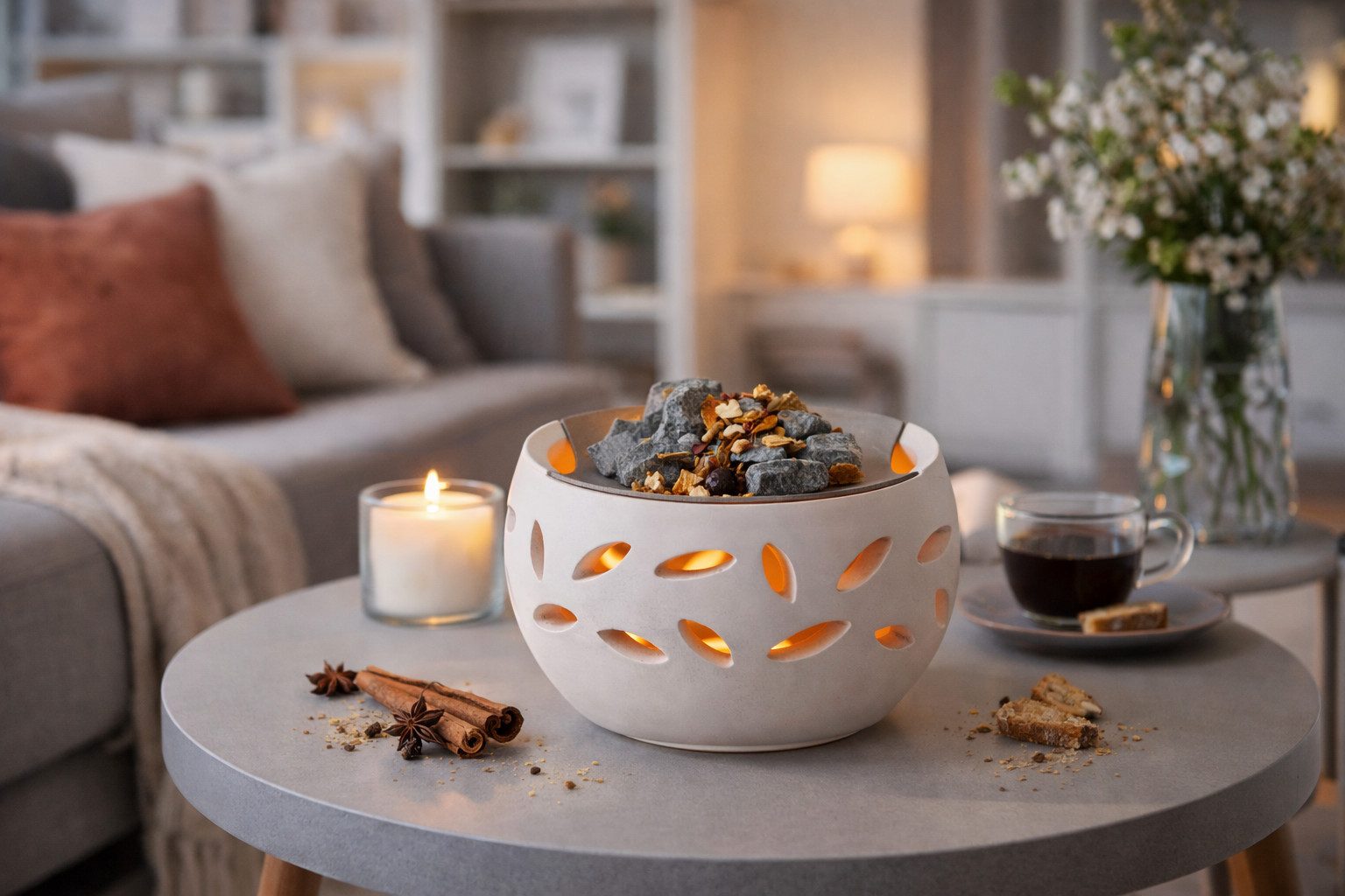 matrasa Duftlampe Vitalofen Luna - Zimmersauna Stövchen Aromalampe, Inkl. Duftmischung "feelgood"