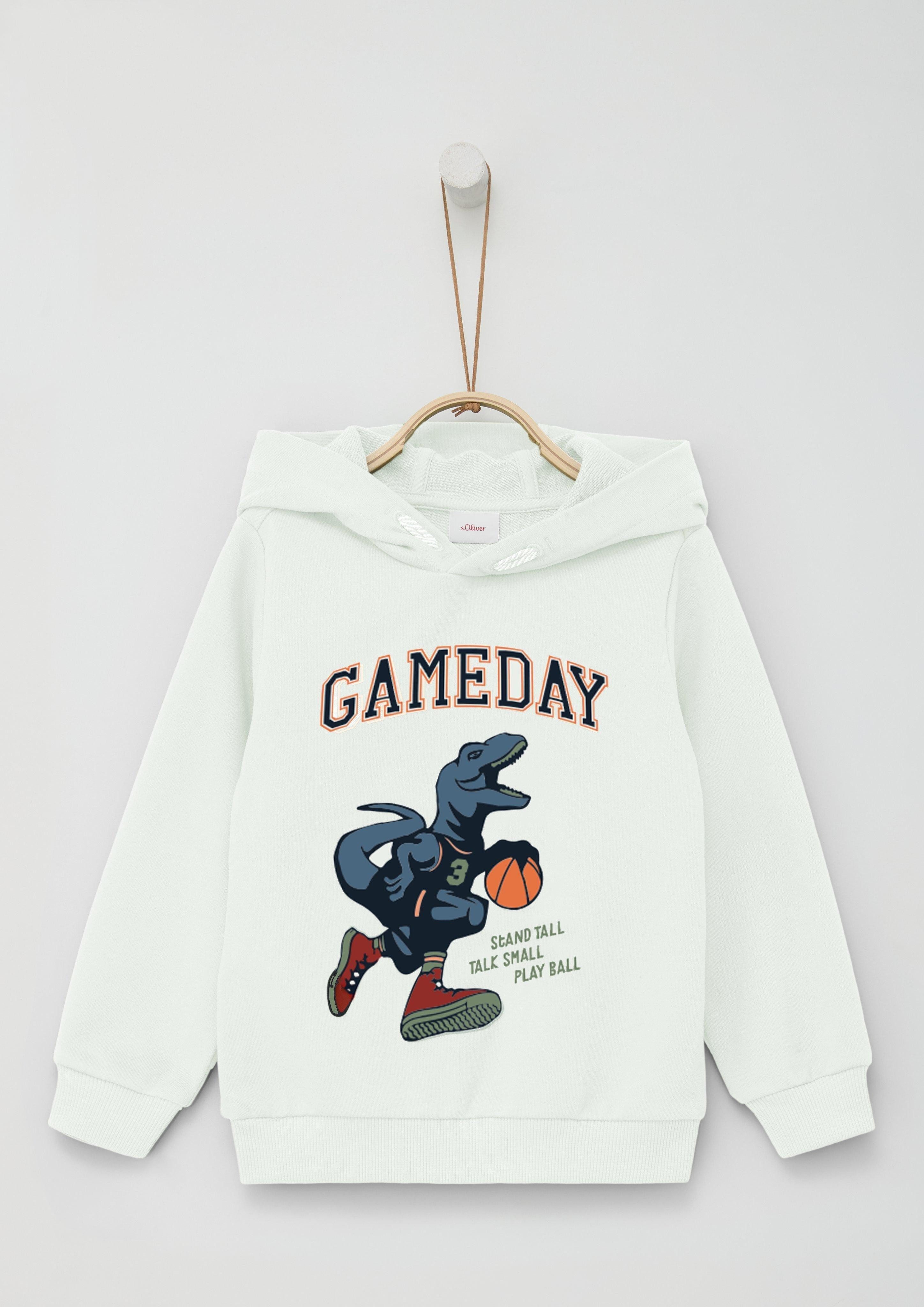 Sweatshirt Kapuzen-Sweatshirt mit gummiertem Print