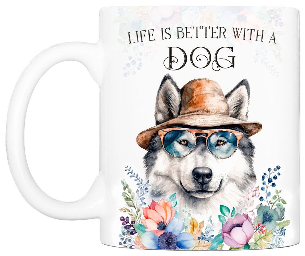 Hunderasse, für Cadouri Hundefreunde, Kaffeetasse MALAMUTE Tasse beidseitig ALASKAN bedruckt, - 330 Geschenk, mit ml handgefertigt, Keramik,