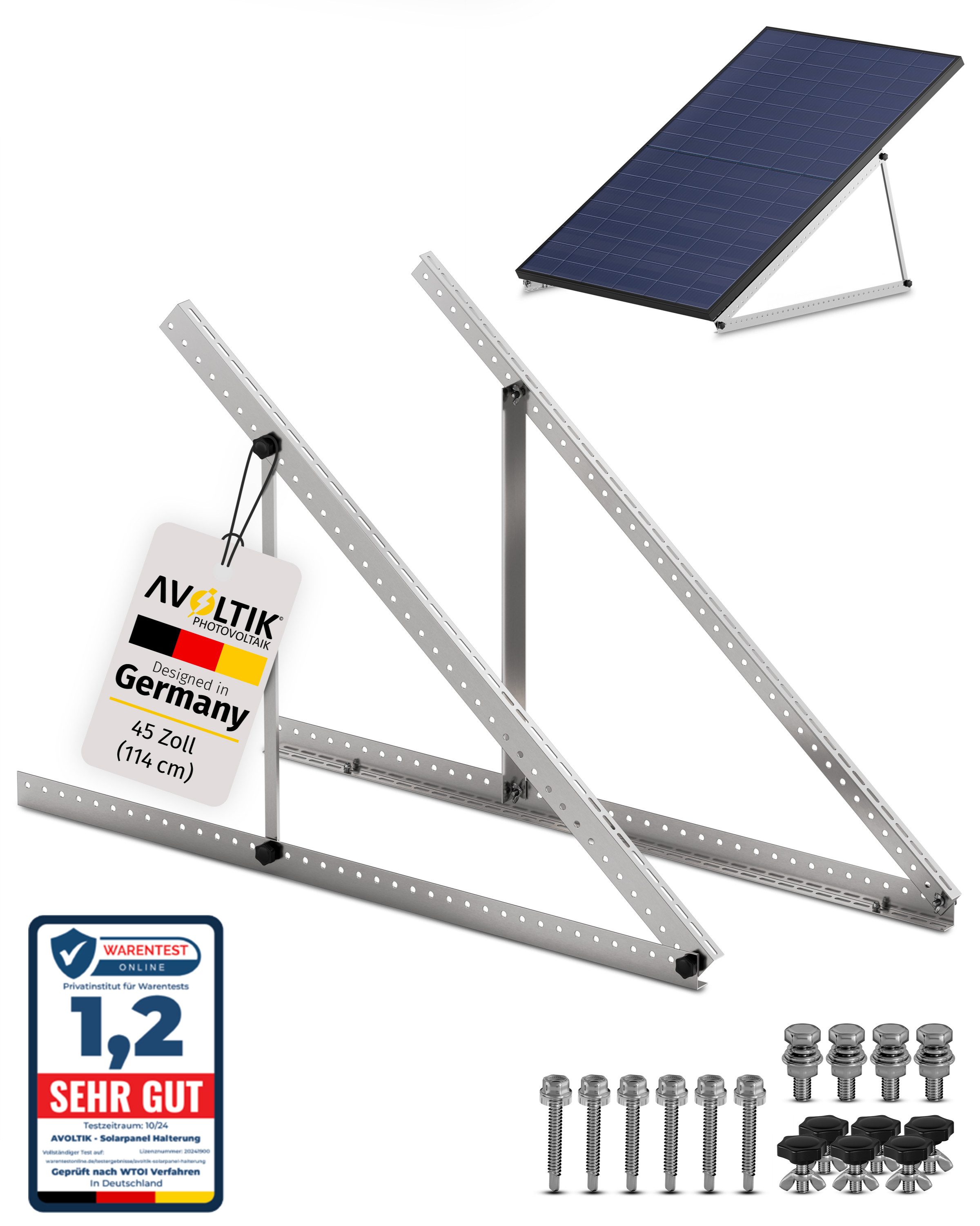 avoltik Solarmodul-Halterung Solarmodul Halterung für Flachdach Wand 0°-90° Alu Aufständerung, (Solarmodul Halterung für Flachdach Wand 0°-90° Alu Aufständerung, Solarmodul Halterung für Flachdach Wand 0°-90° Alu Aufständerung, Farbe silber oder schwarz (