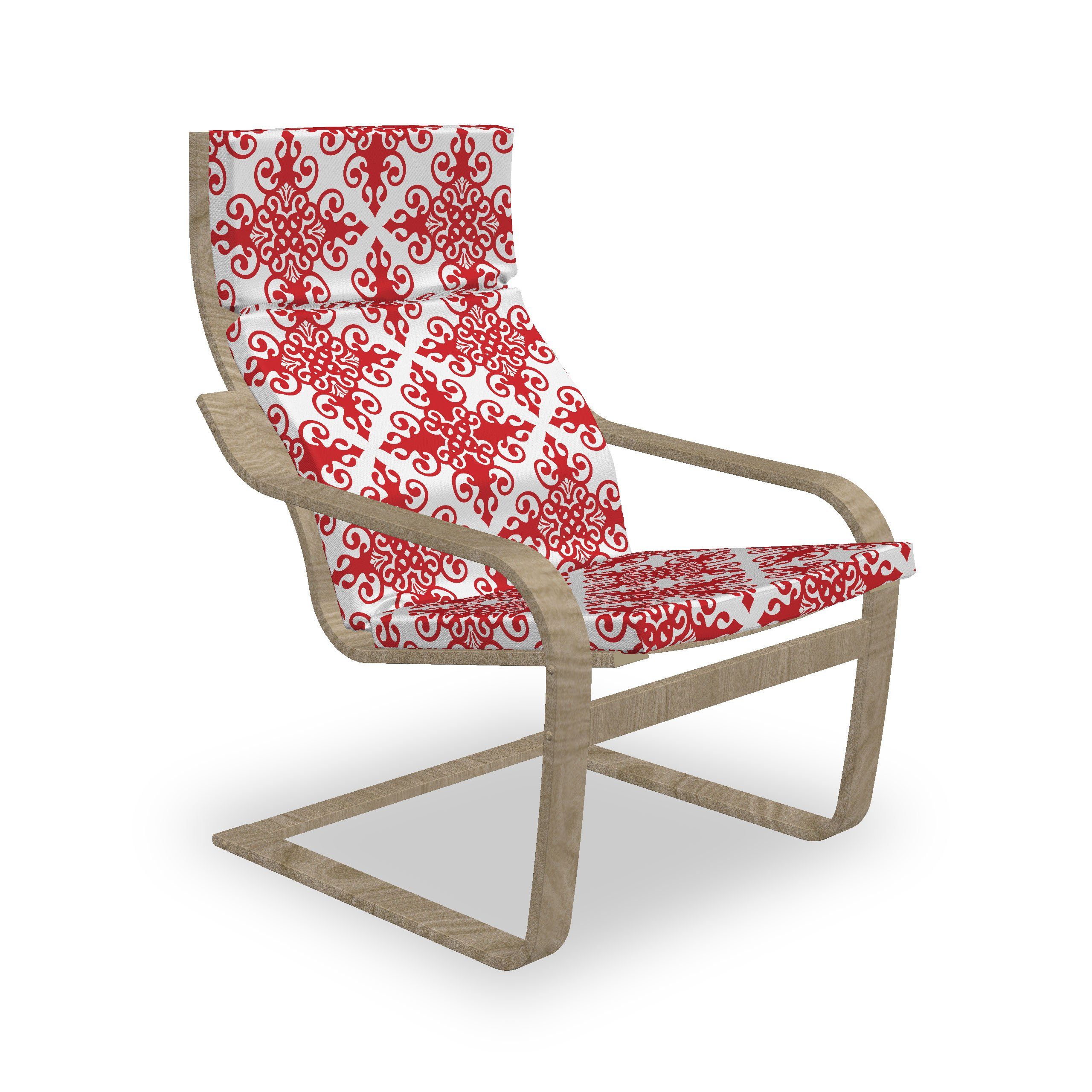 Abakuhaus Stuhlkissen Sitzkissen mit Stuhlkissen mit Hakenschlaufe und Reißverschluss, rot West Scroll Ornament
