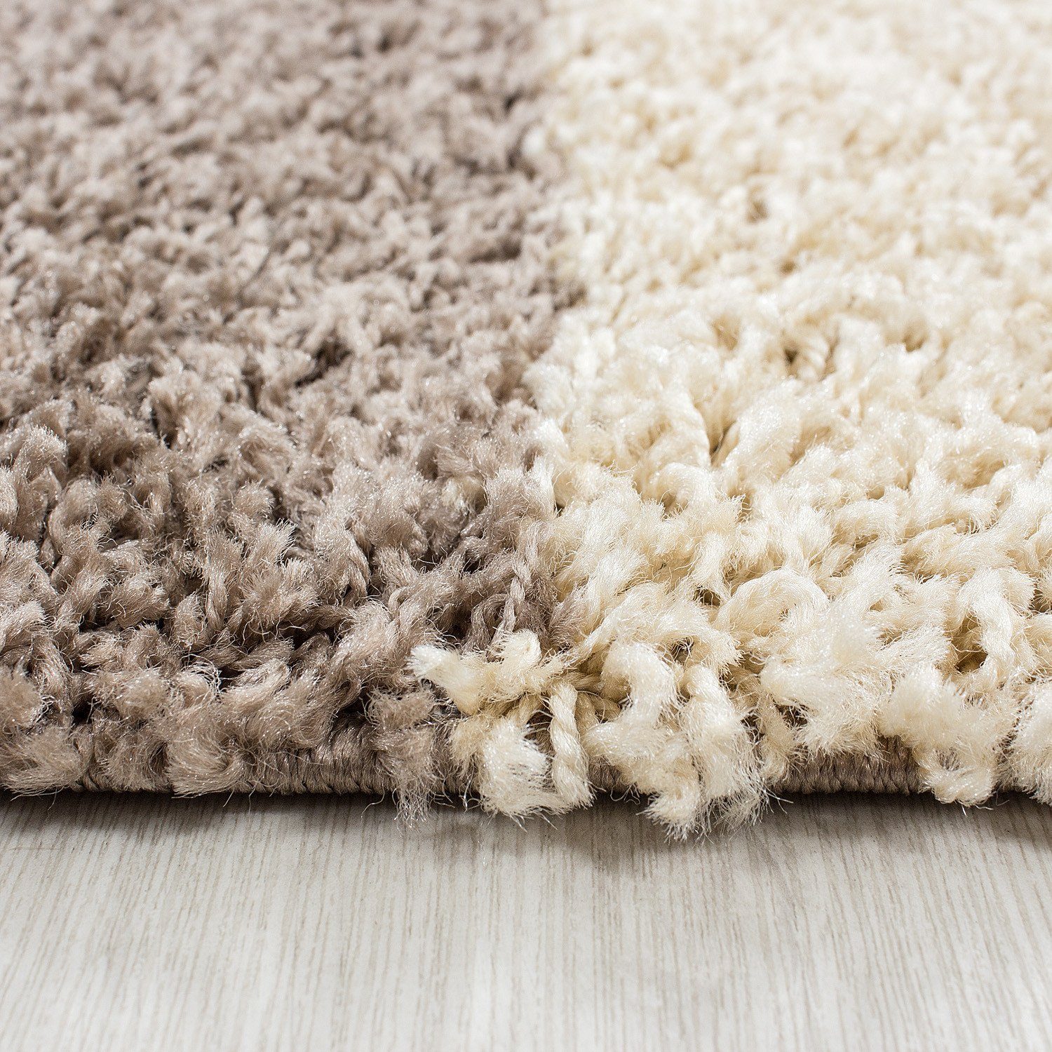 Hochflor-Teppich Hochflorteppich Langflor kariert Wohnzimmer, Höhe: 30 Shaggy Mokka mm Miovani