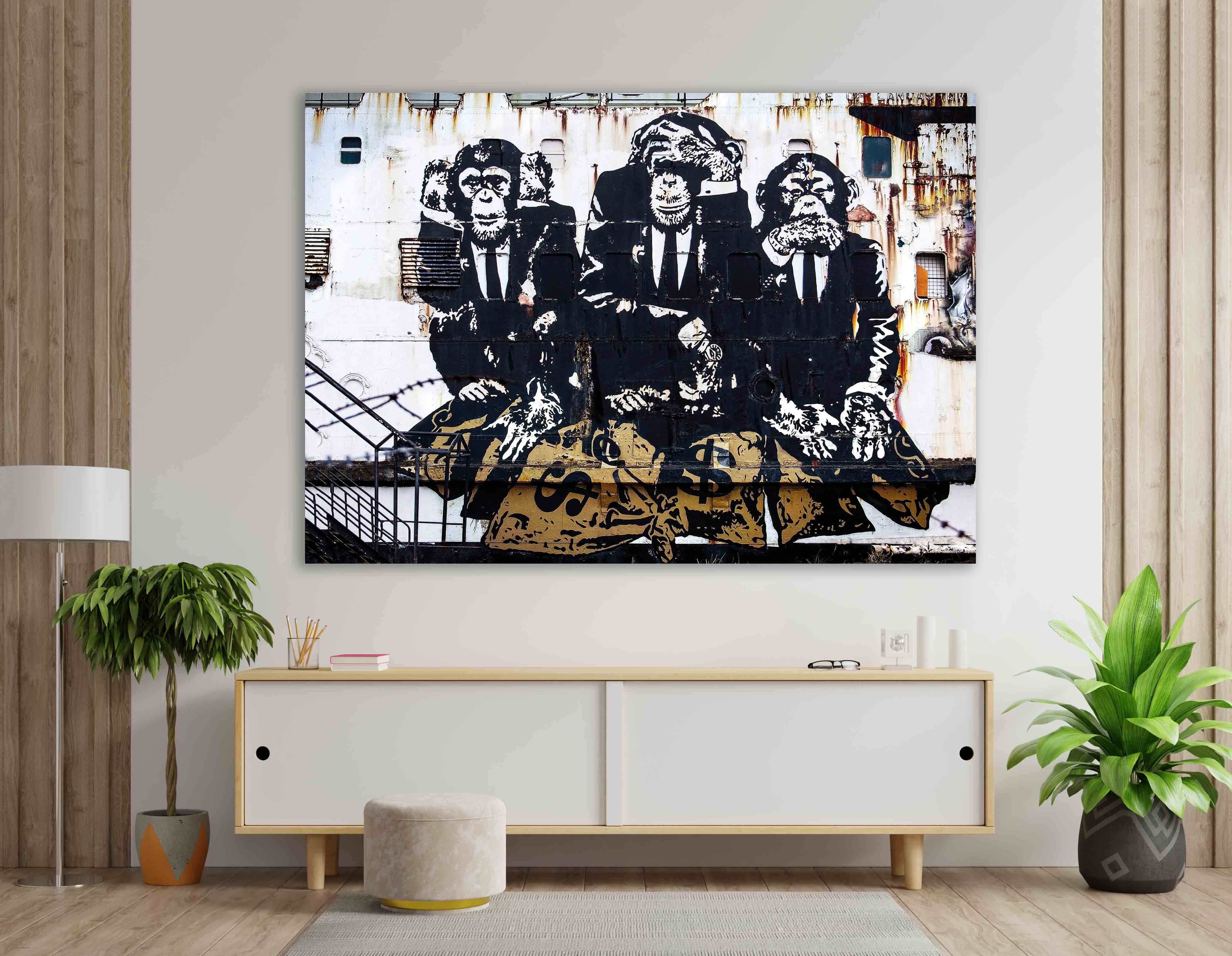 Leinwando Gemälde Gemälde Banksy / Three günstig online kaufen