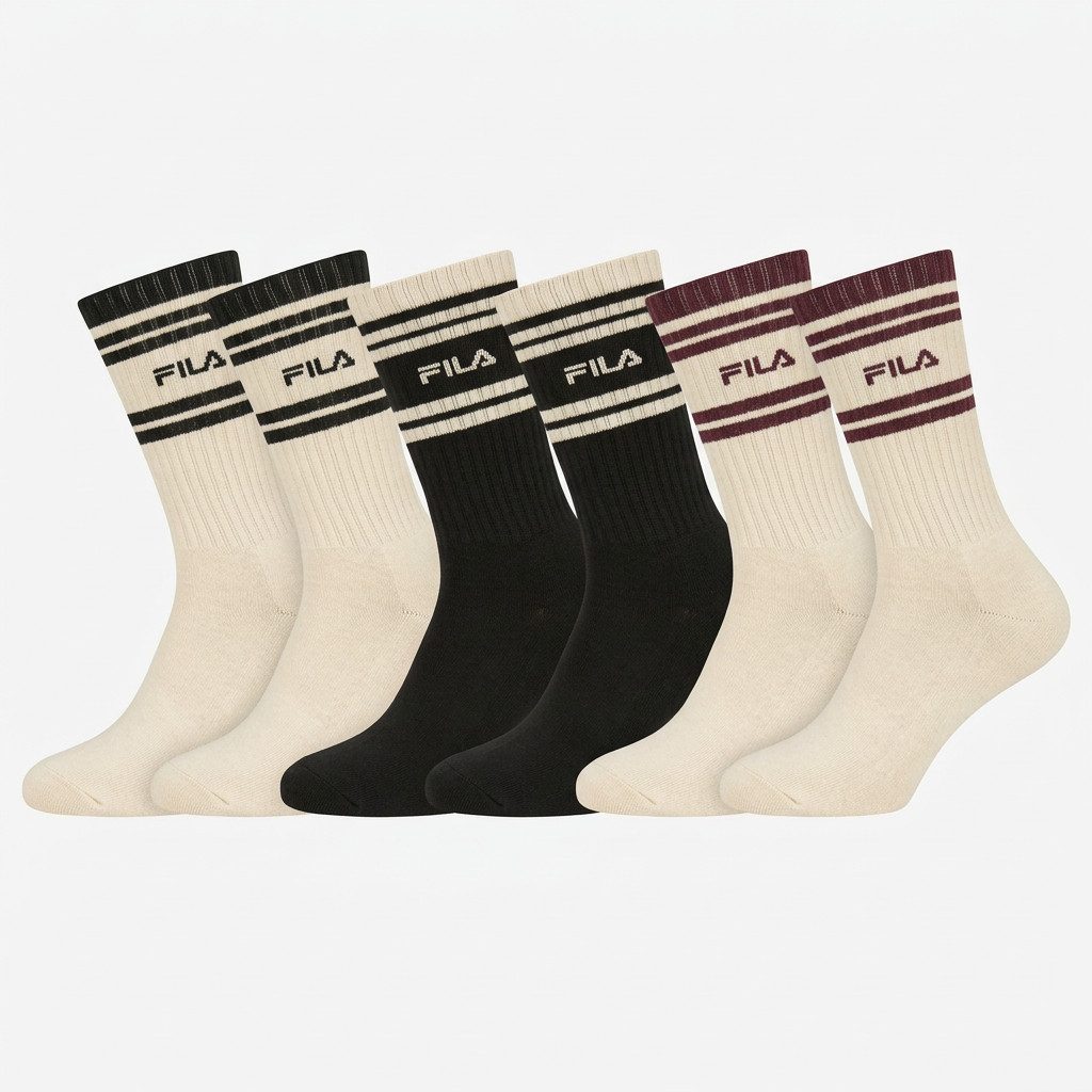 Fila Tennissocken JUNIOR BOY LIFESTYLE NORMAL PLAIN SOCKS (6 Paar) mit sportlichem Streifenbund