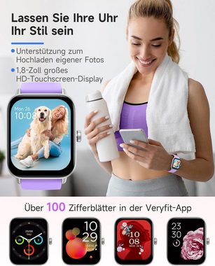 Redriver Smartwatch (1,8 Zoll, Andriod iOS), Damen mit Telefonfunktion 100 SportsSchrittzähler IP68 Wasserdicht uhr