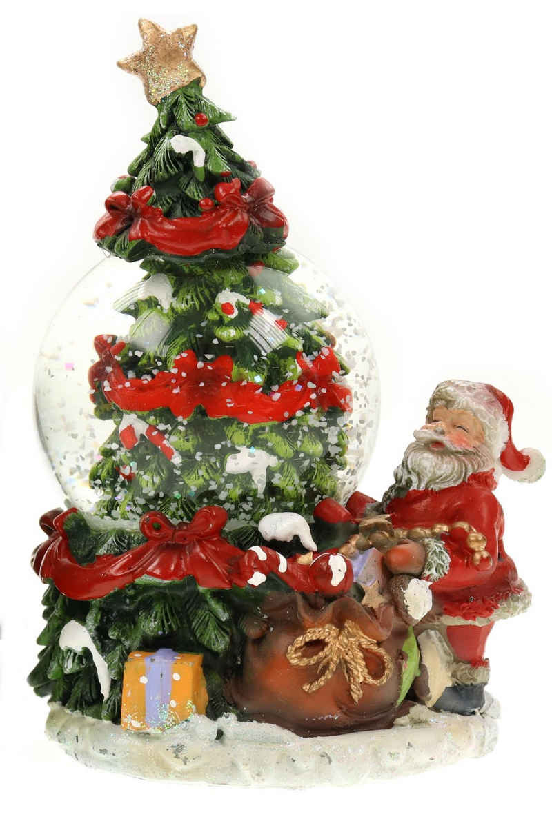 ELLUG Schneekugel glitzernde Schneekugel weihnachtliche Schüttelkugel Weihnachtsmann / Schneemann mit geschmücktem Weihnachtsbaum Ø65mm H.: 13cm (Weihnachtsmann)