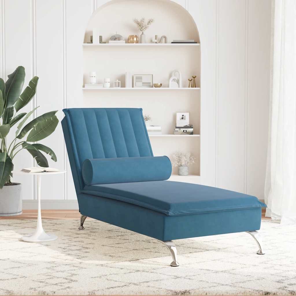 vidaXL Chaiselongue Massage-Chaiselongue mit Nackenrolle Blau günstig online kaufen